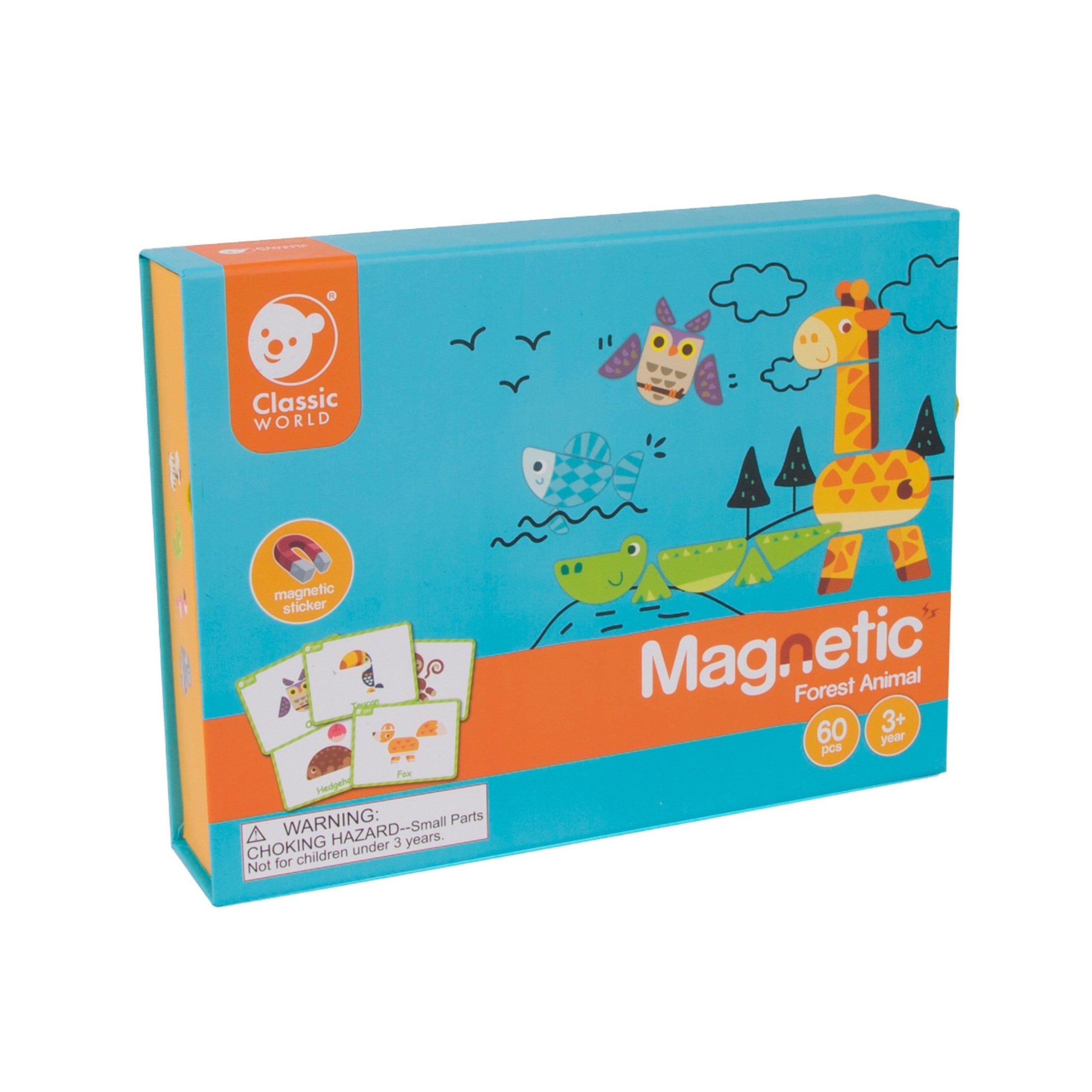 Puzzle magnétique du monde classique, blocs de planche d'animaux, puzzle de mémoire, 60 pièces.
