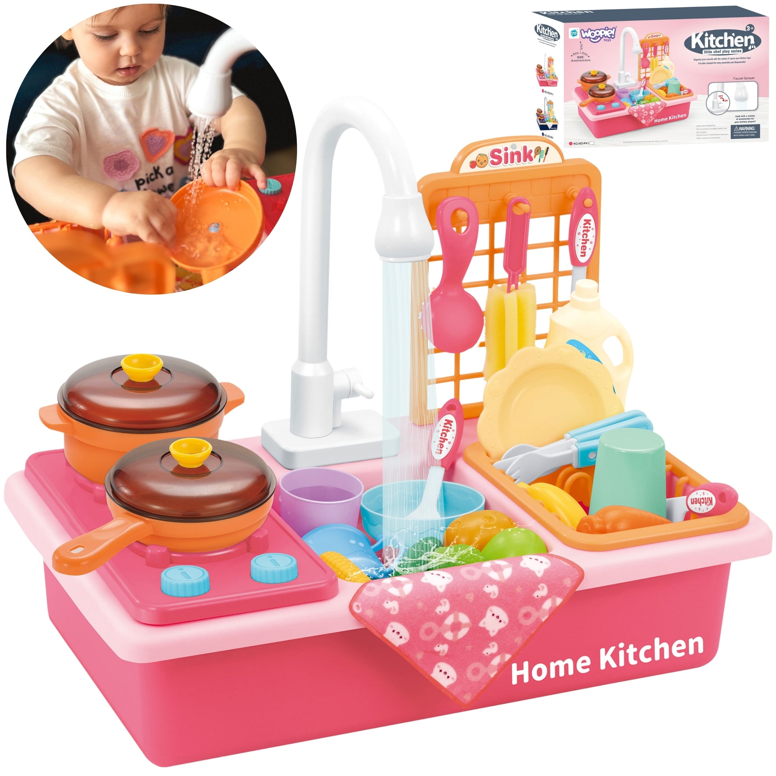 Woopie Кухненска мивка 2 в 1 за деца розова