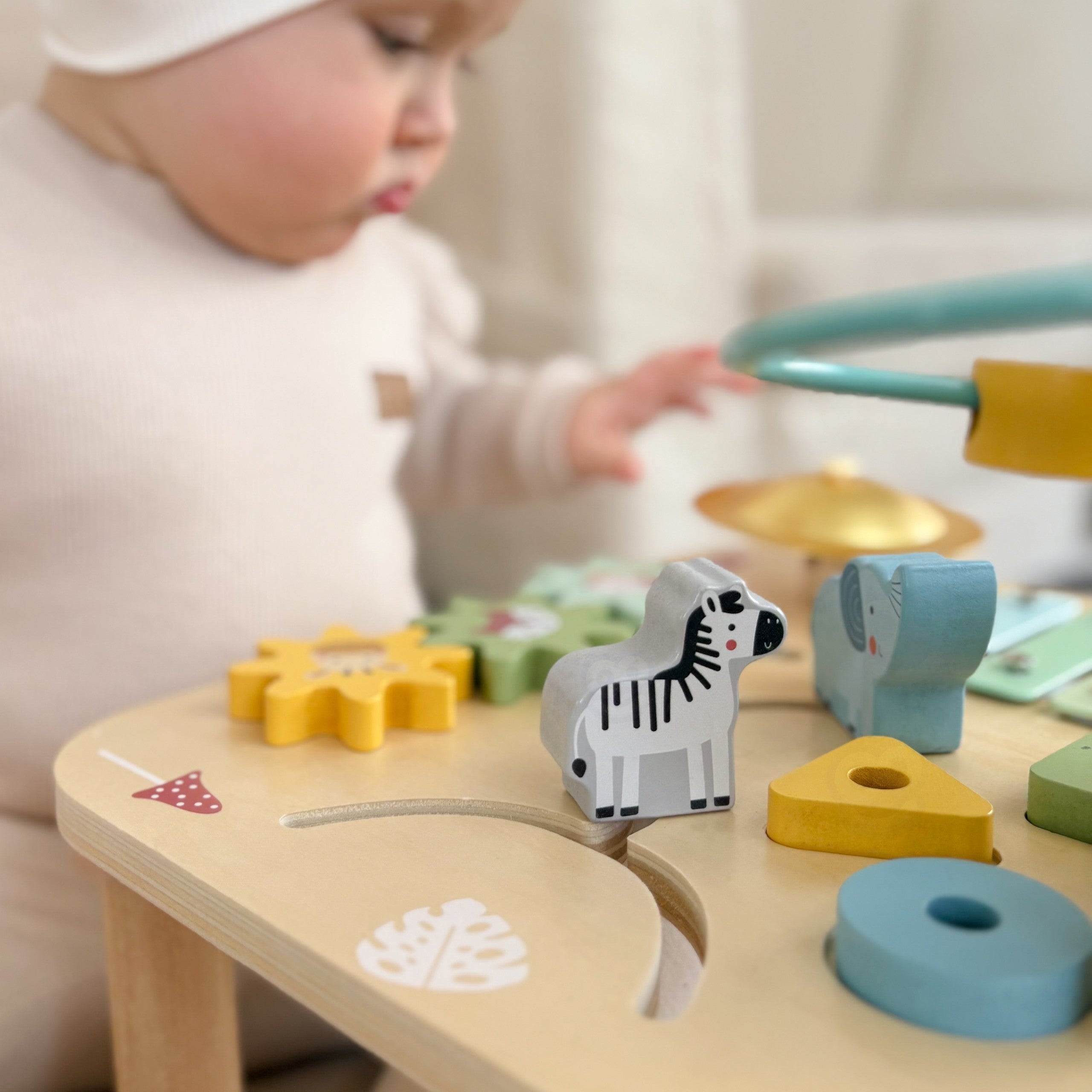 Woopie Green Wooden Educational Table Musical Sensory Maze 5 In 1