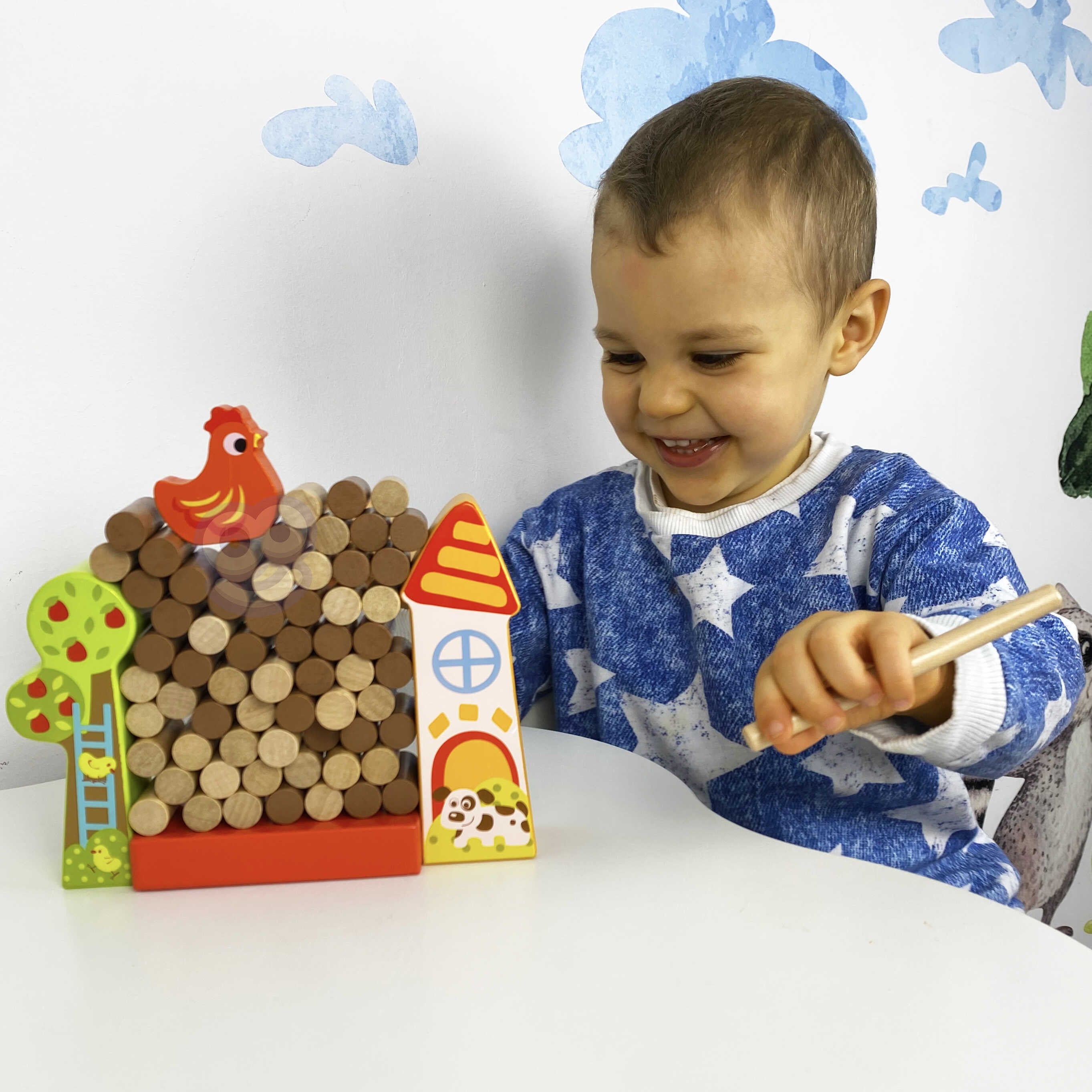 Tooky Toy Arcade Spil Falling Hen Wooden Farm