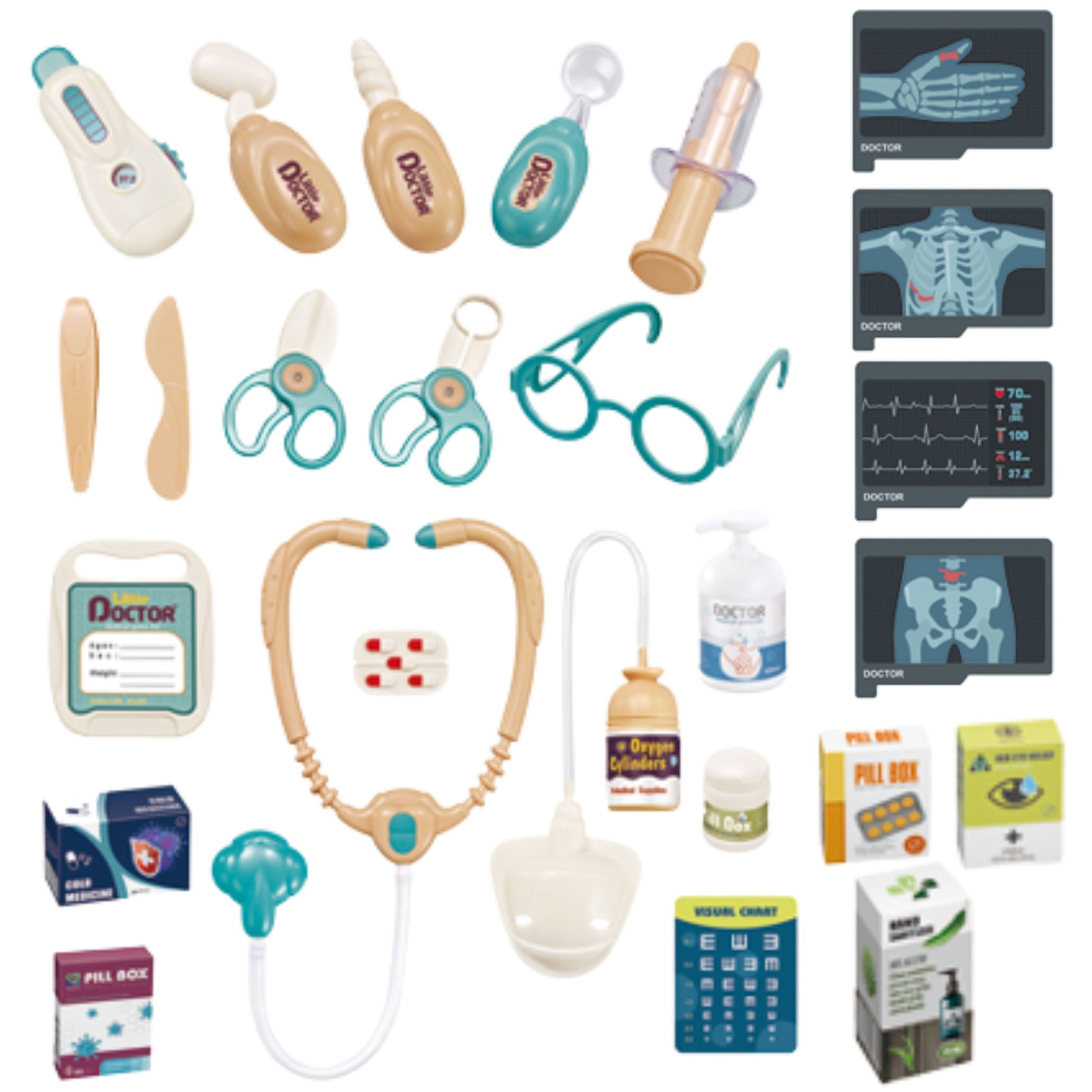 Woopie Doctor's Trolley Set Little Doctor Ekg Sound Light Adjustable 26pcs