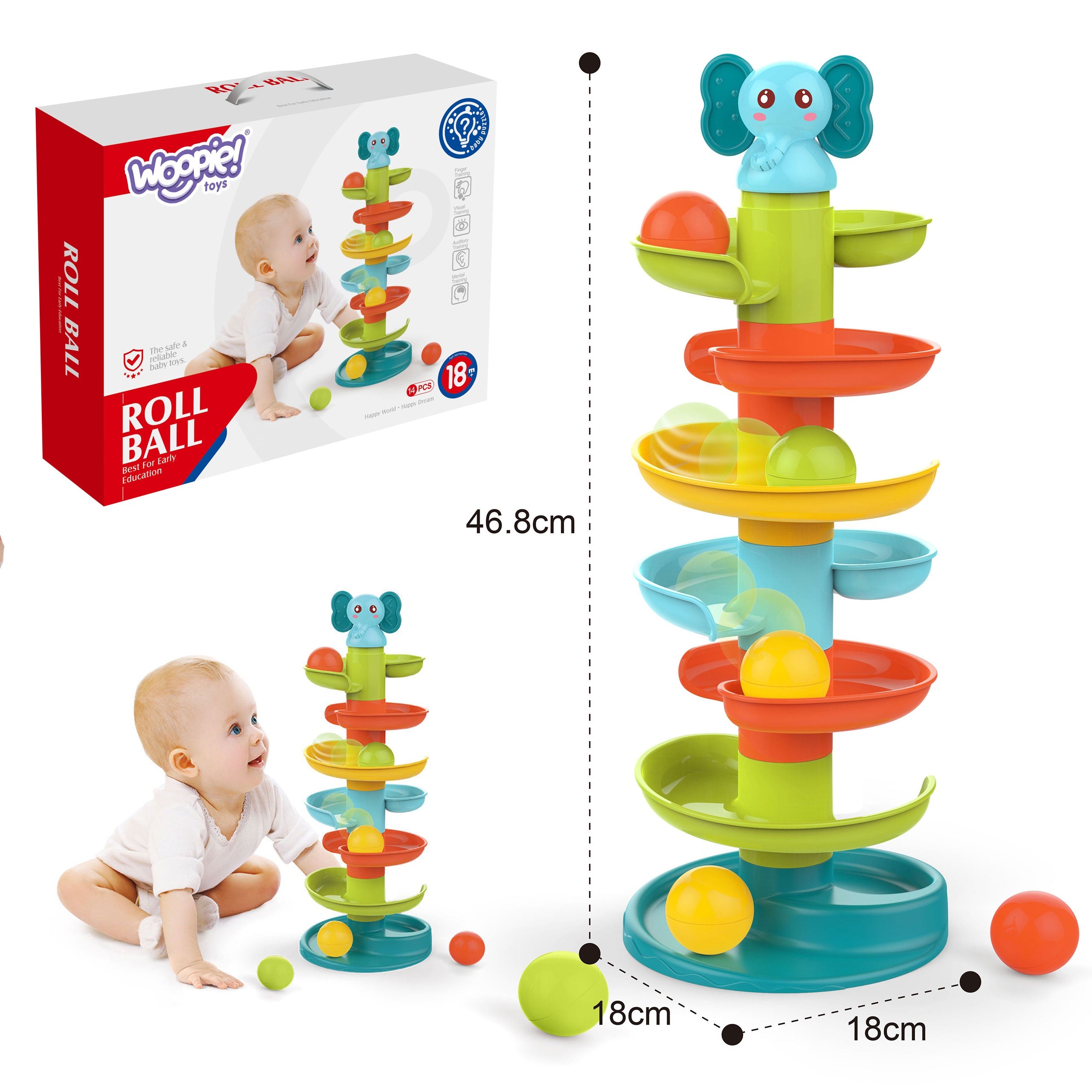 Woopie Baby Ball Track Spiral Set + 3 Balles