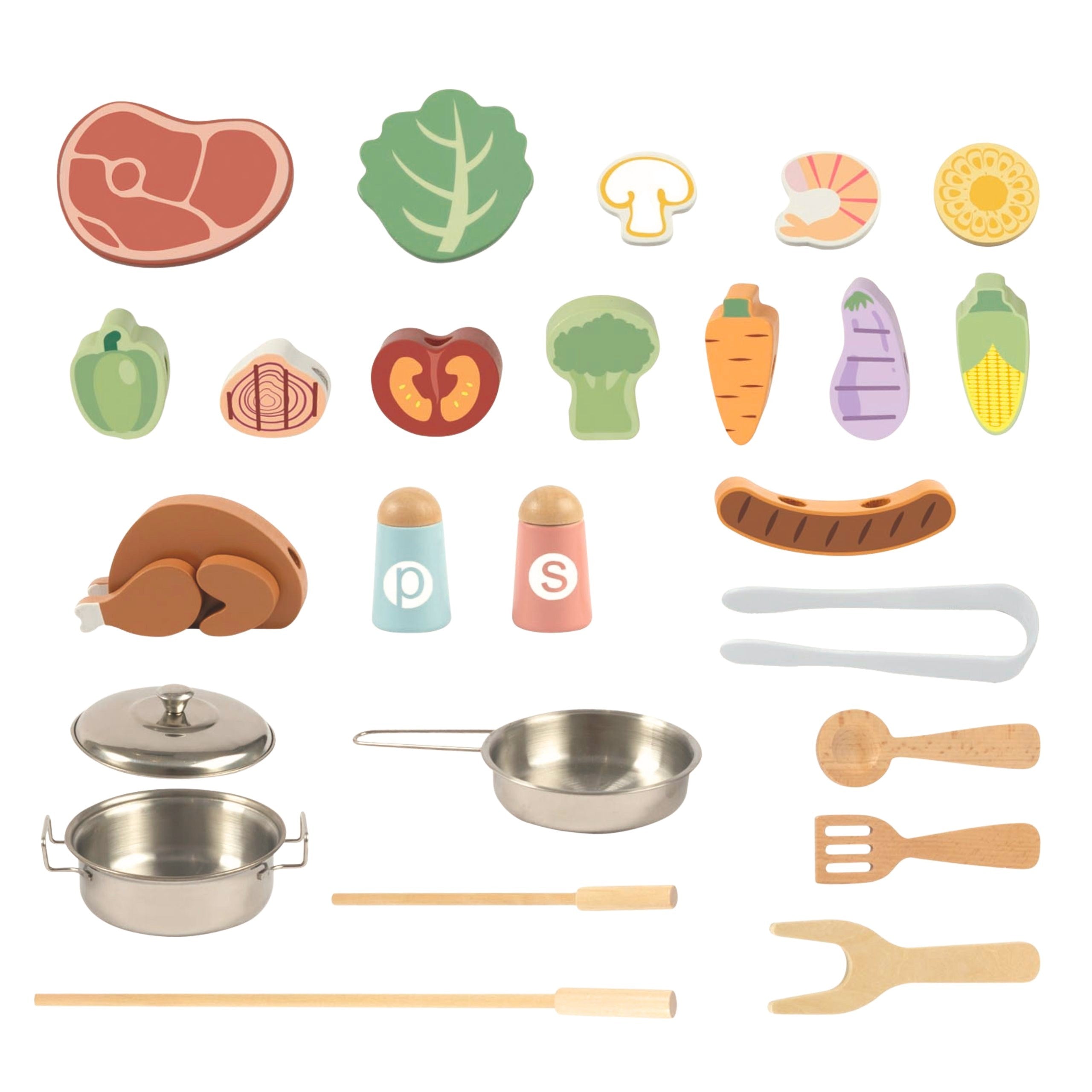 Tooky Toy Wooden Kitchen With Grill And Accessories