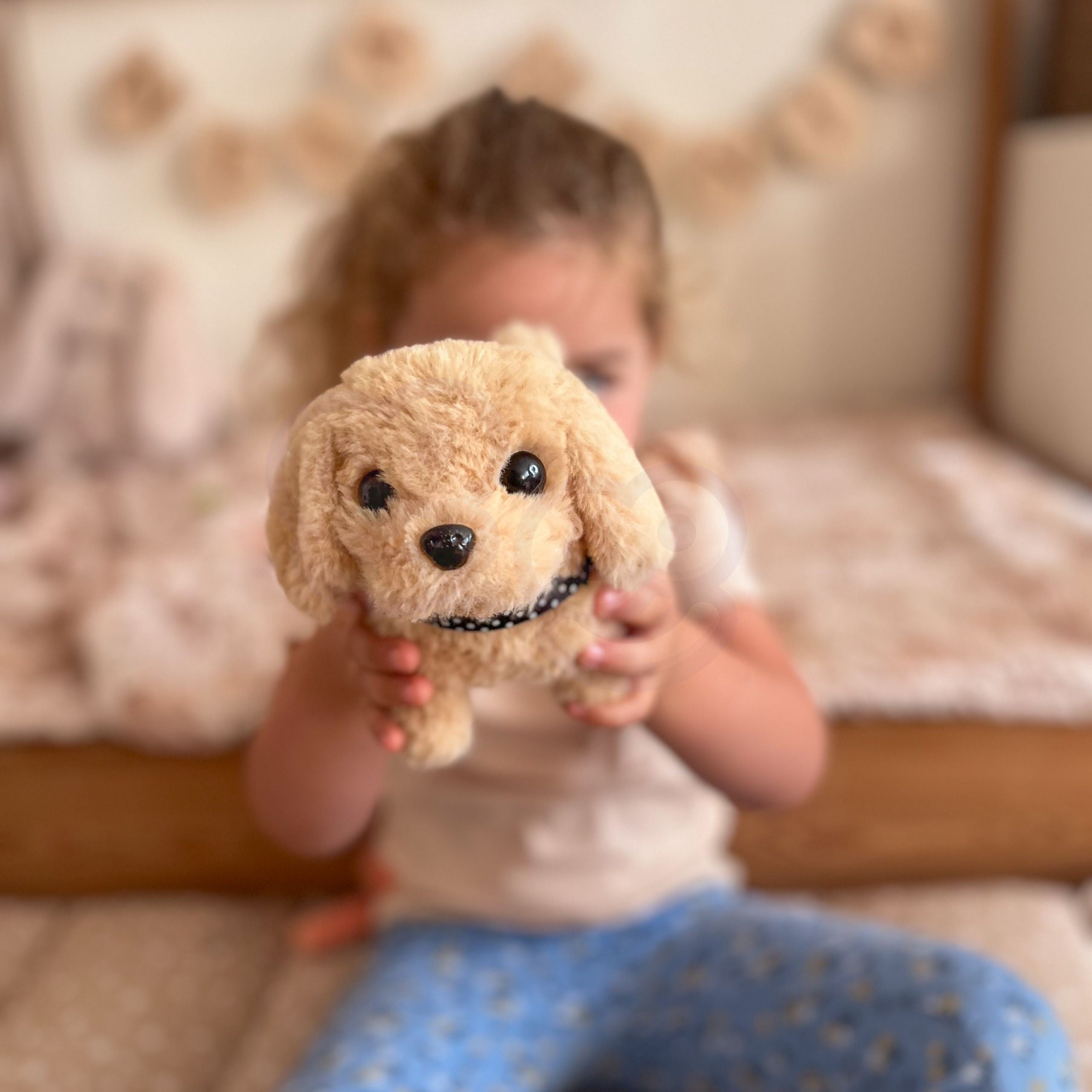 Woopie Interactive Plush Dog With Bone Bichon Golden Retriever