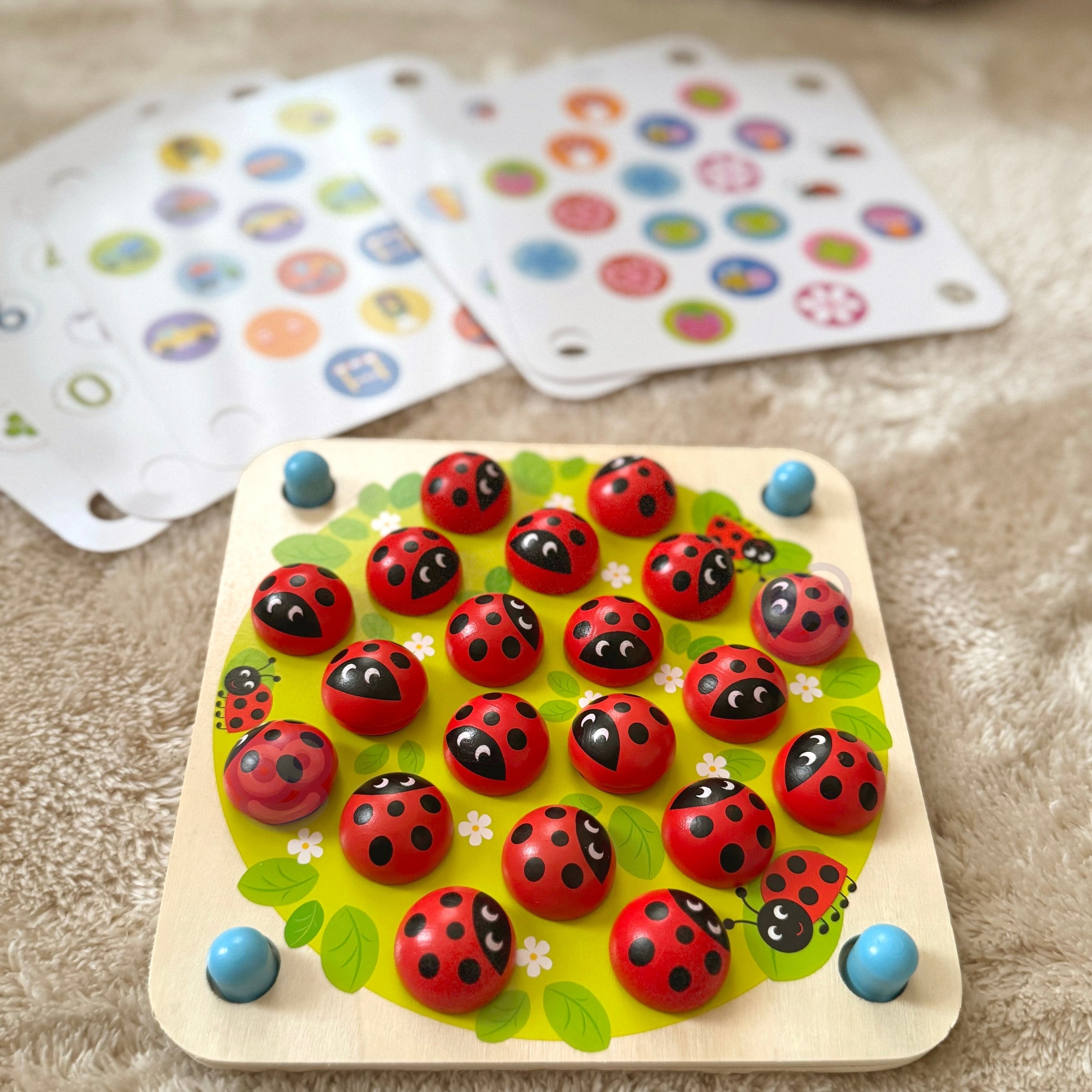 Woopie Green Memory Wooden Educational Memory Game Ladybug Puzzle