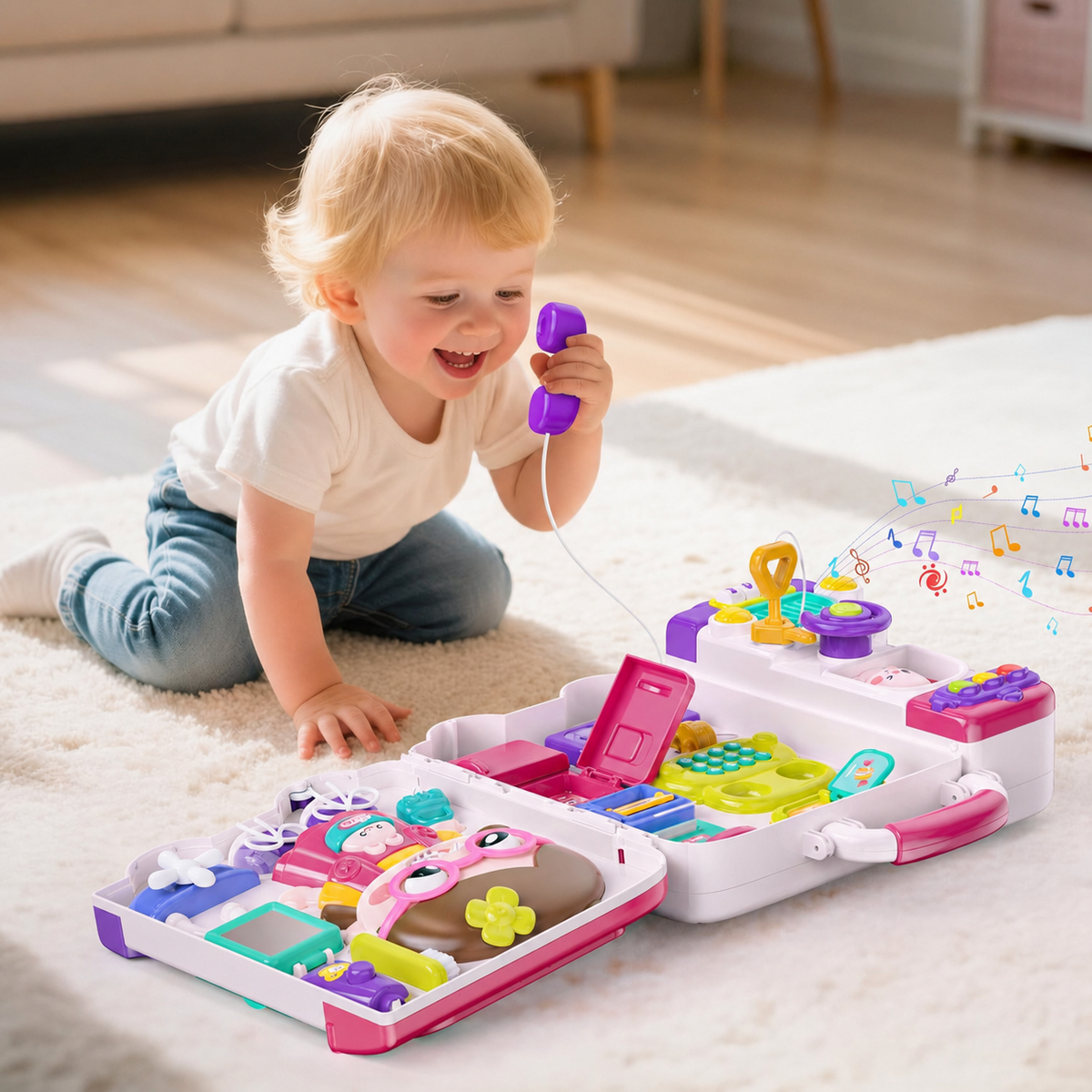 Woopie Baby Interactive Manipulative Board Busy Car Suitcase 3in1 Sound Light