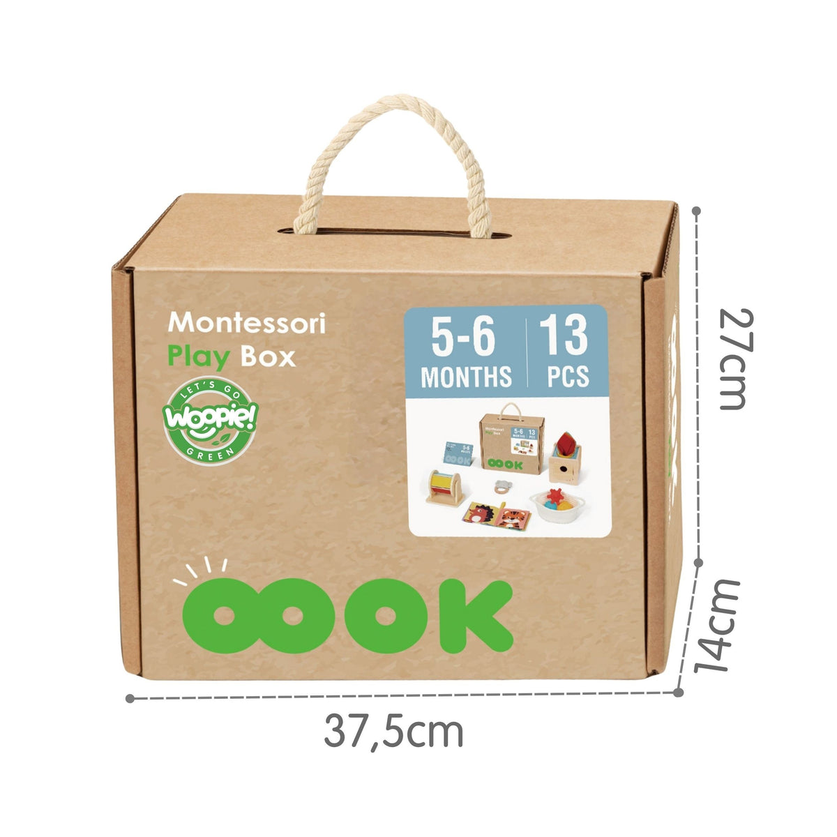 Woopie Green Box Xxl Montessori Educational 6-i-1 Sensory Box 5-6 Måneder 13 Stk Fsc