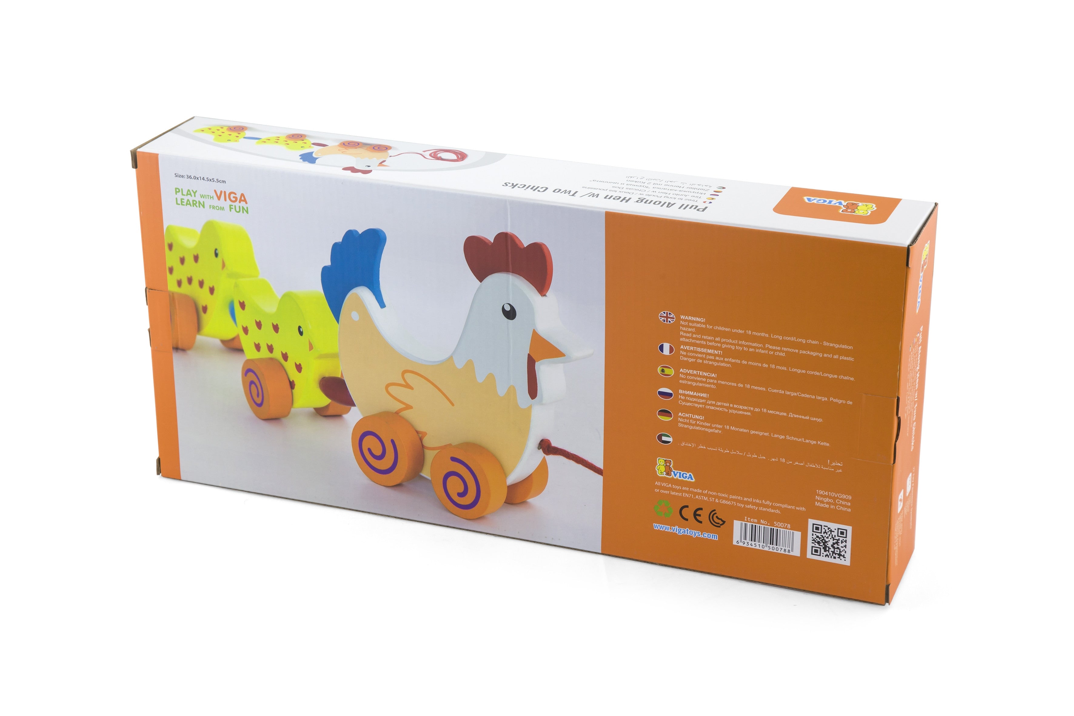 Viga Pulling Set Hen With Chickens 36 Cm