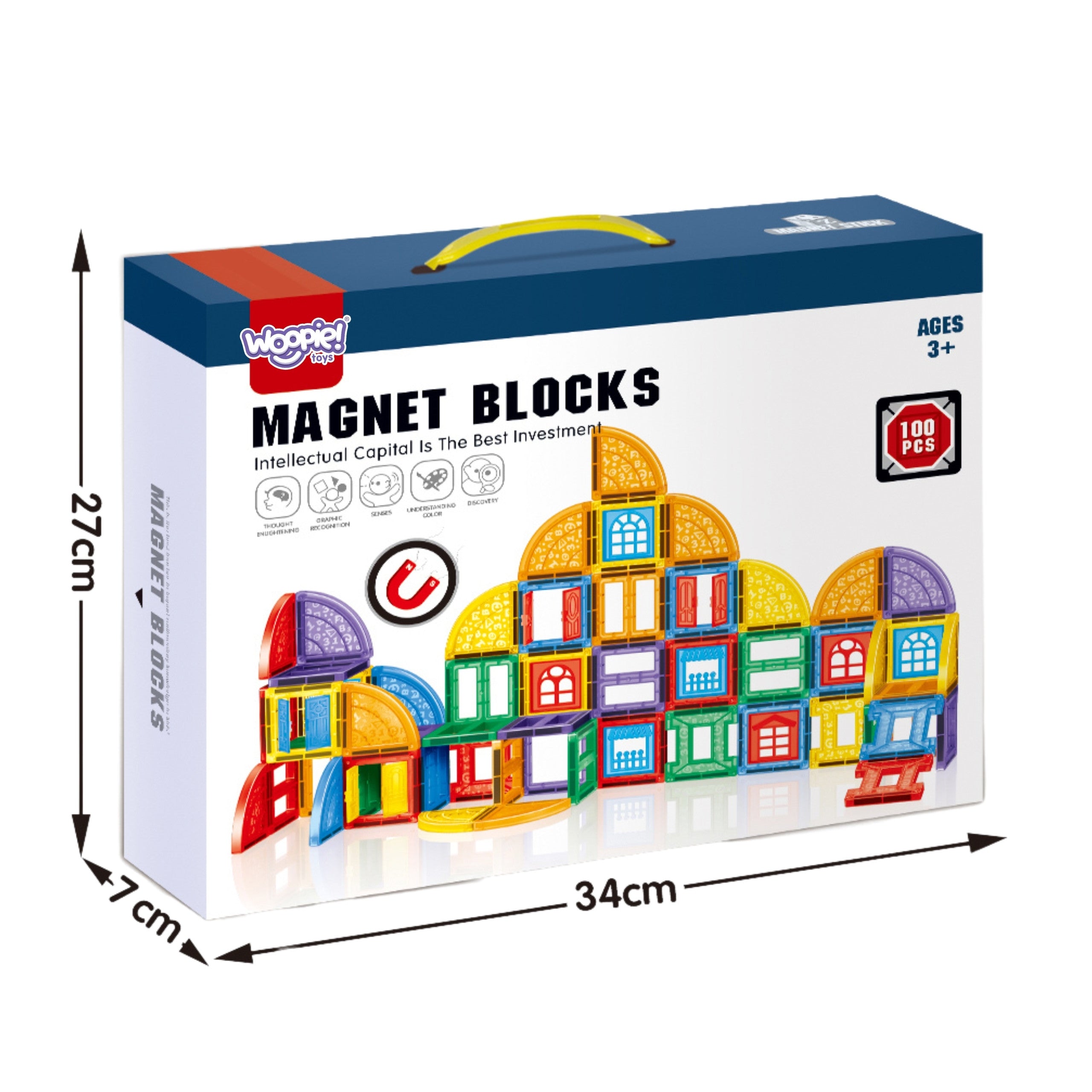Woopie Magnetische Constructieblokken 3D Educatieve Set Kasteel 100st.