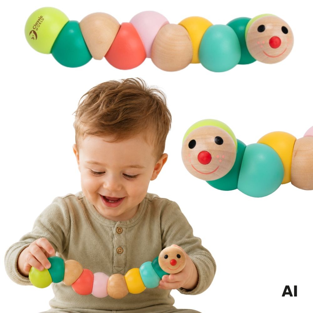 Classic World Wooden Caterpillar Manipulative Sensory Toy