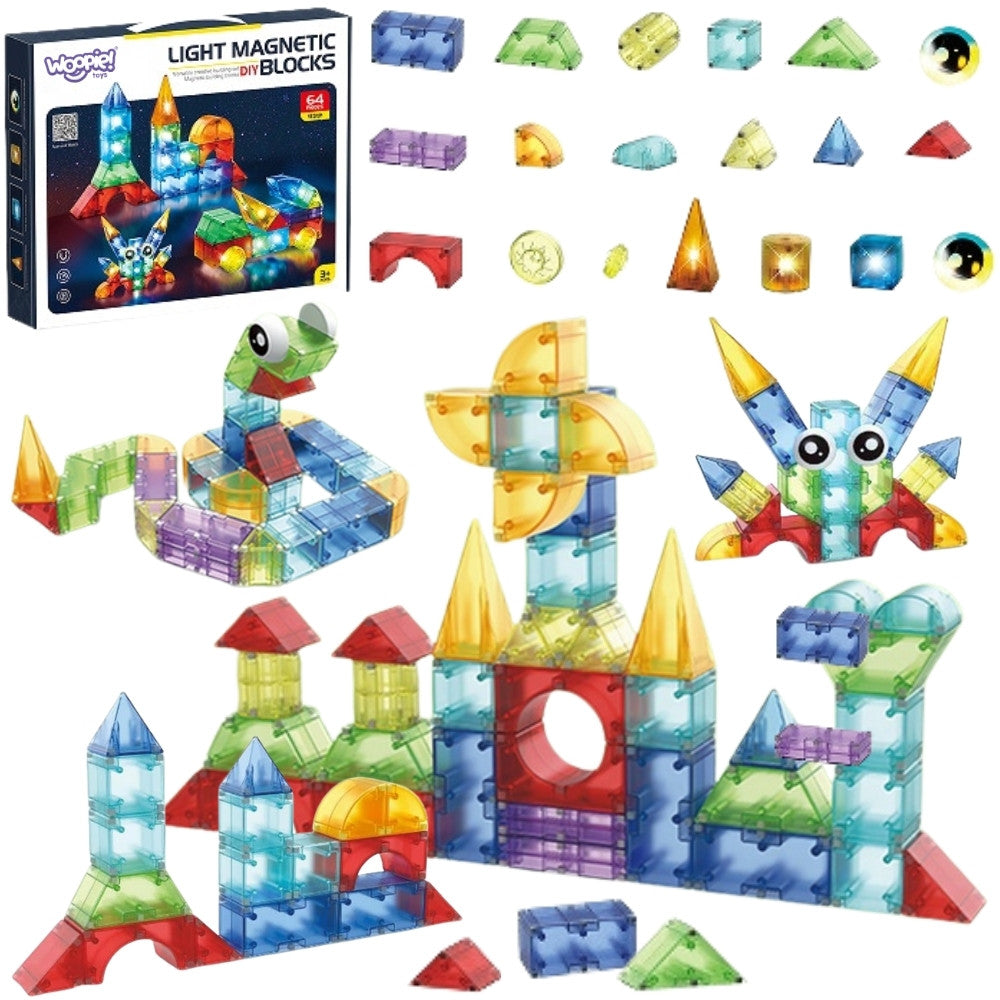 Woopie Magnetic Construction Blocks 3d Cubes Educational Set 63 Pcs.