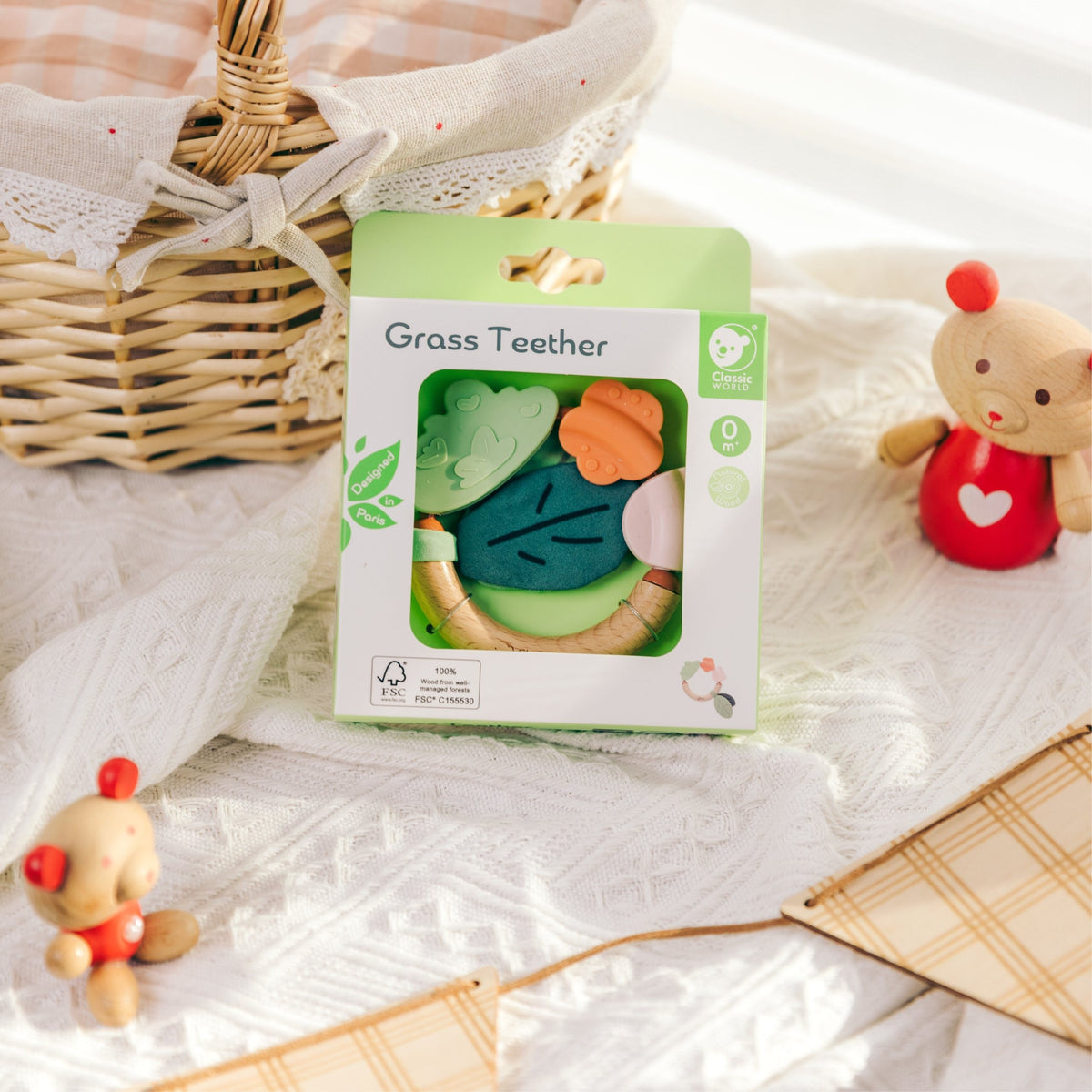 Classic World Wooden Sensor Teether Eco Babáknak 0m+
