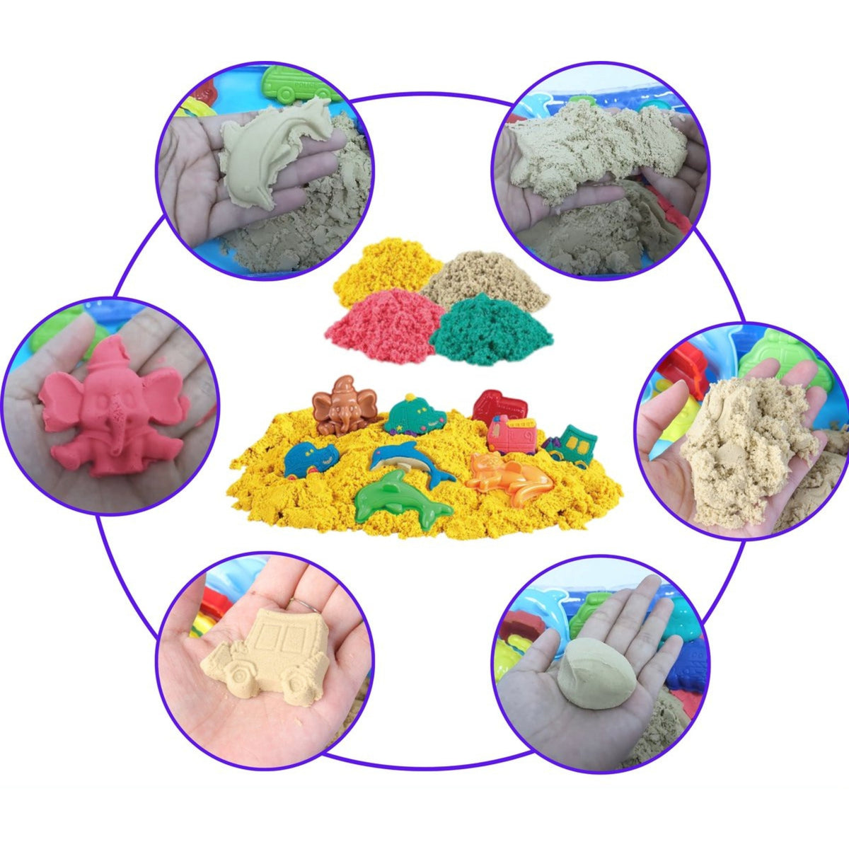 Woopie Kinetic Sand 0,8 Kg Set Dans Panier Avec Moules + /