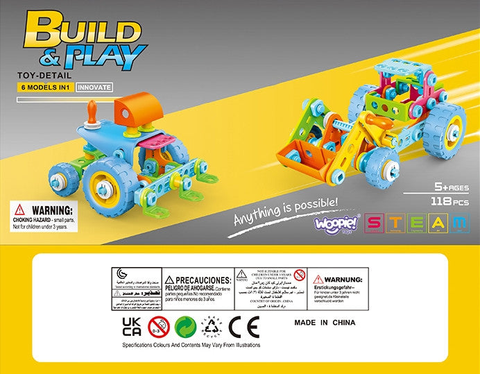 Woopie 6-in-1 Stem Vehicle Building Block Set