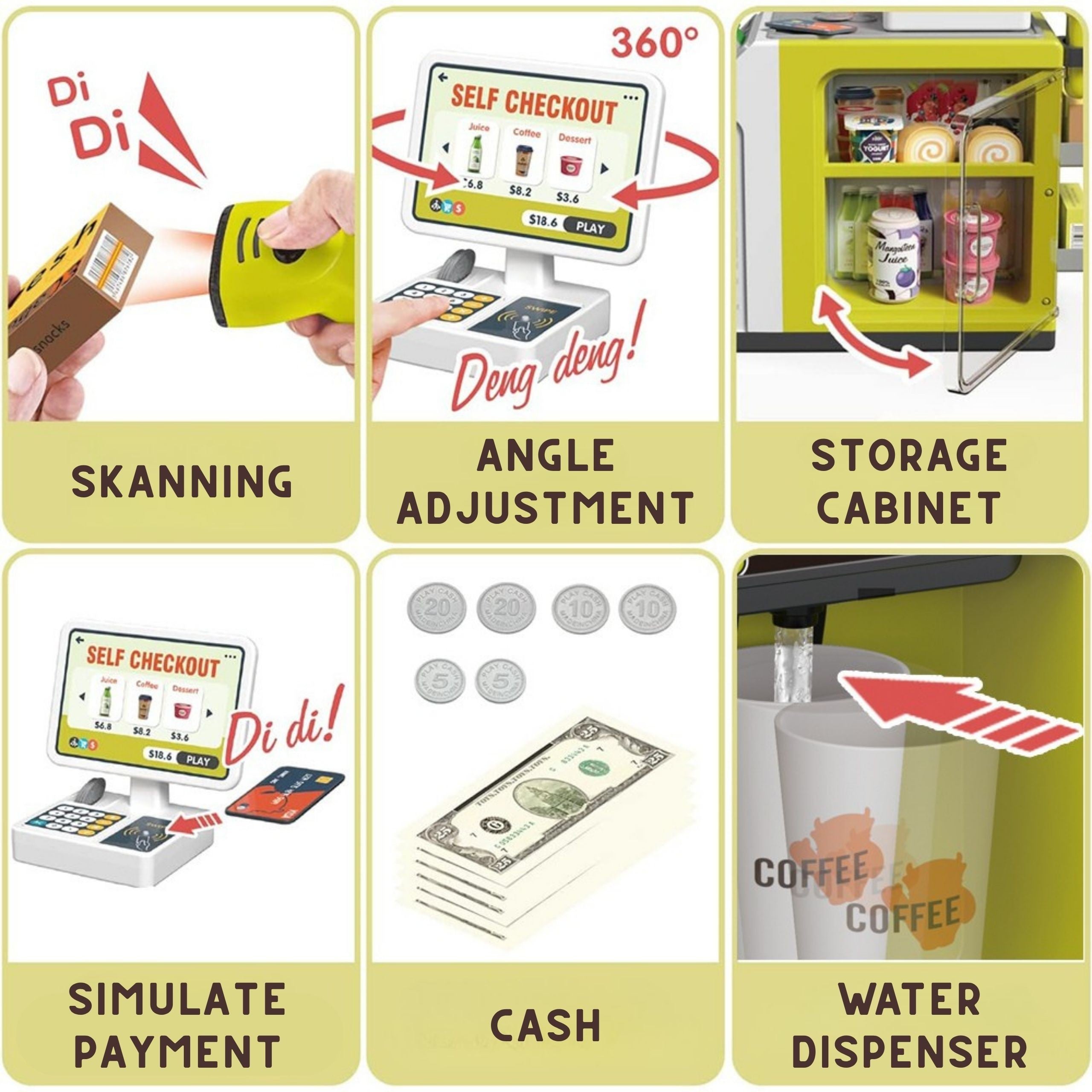Woopie Self-service Cash Register Mini Market Express Accessories