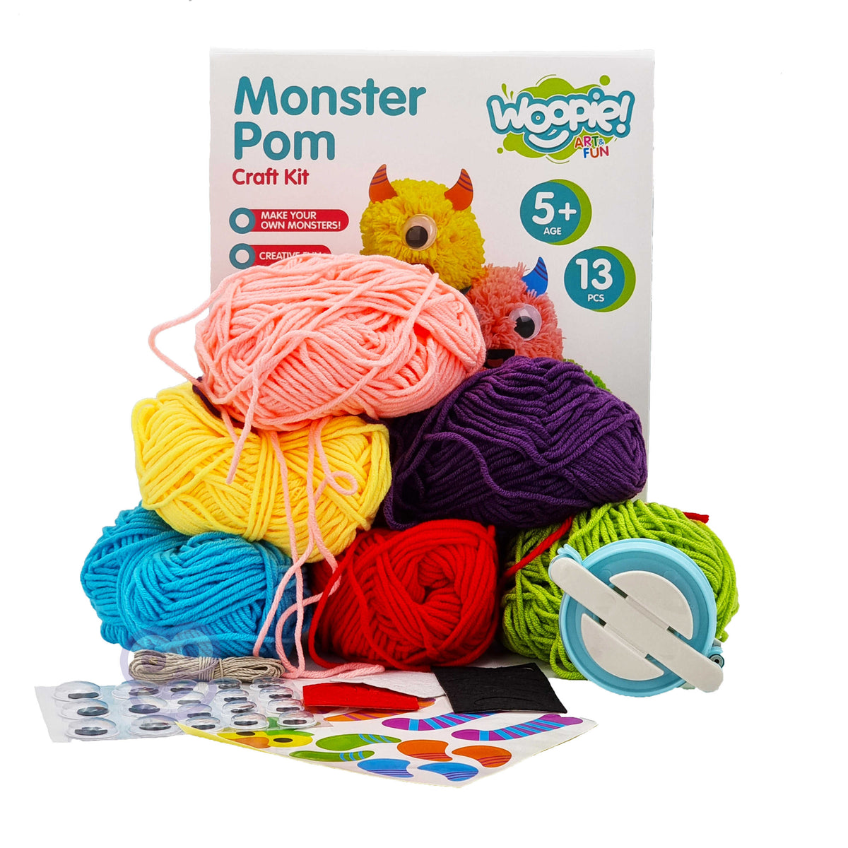 Woopie Art&fun Kit creativo con pompones de monstruo