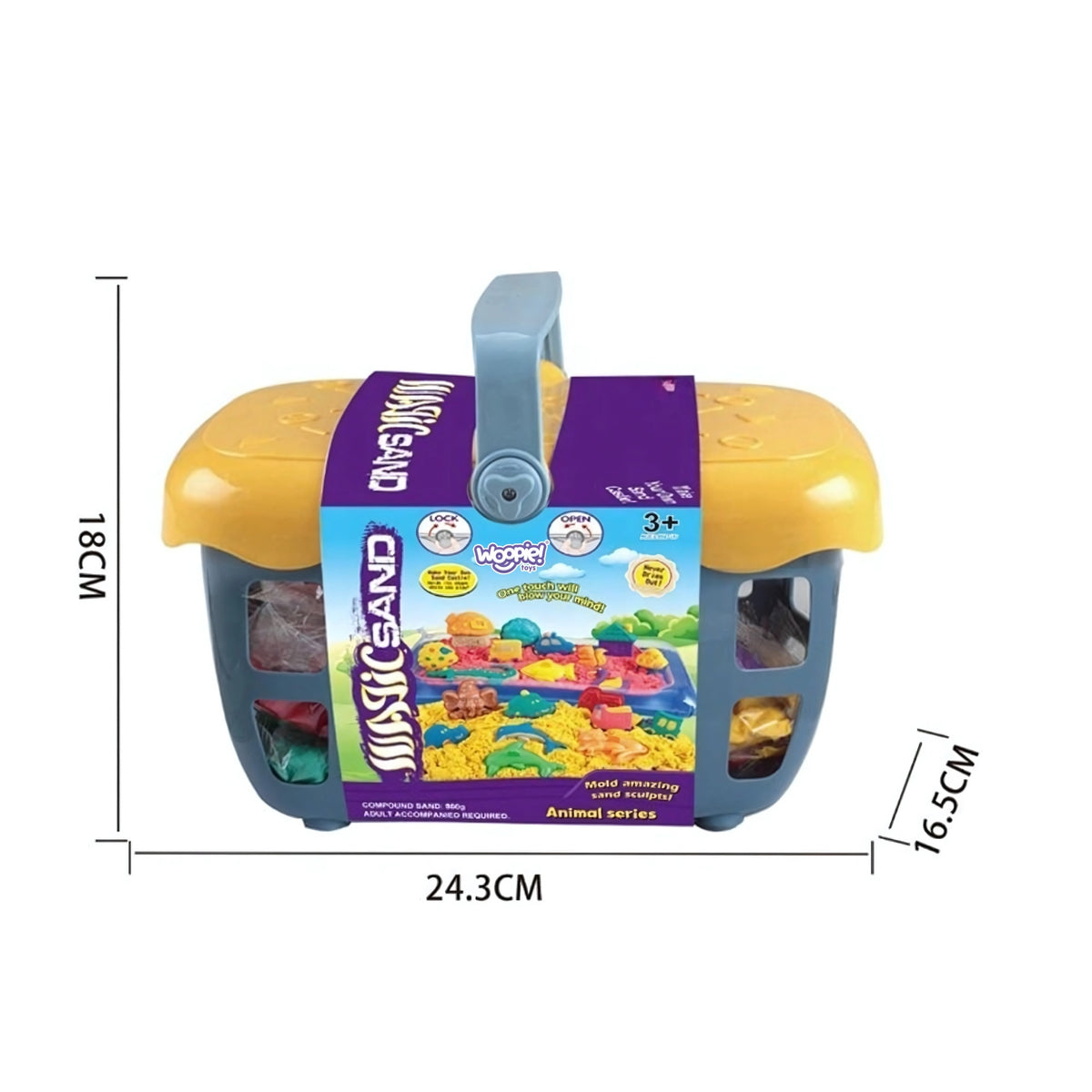 Woopie Kinetic Sand 0,8 kg Sada v košíku s formičkami + /