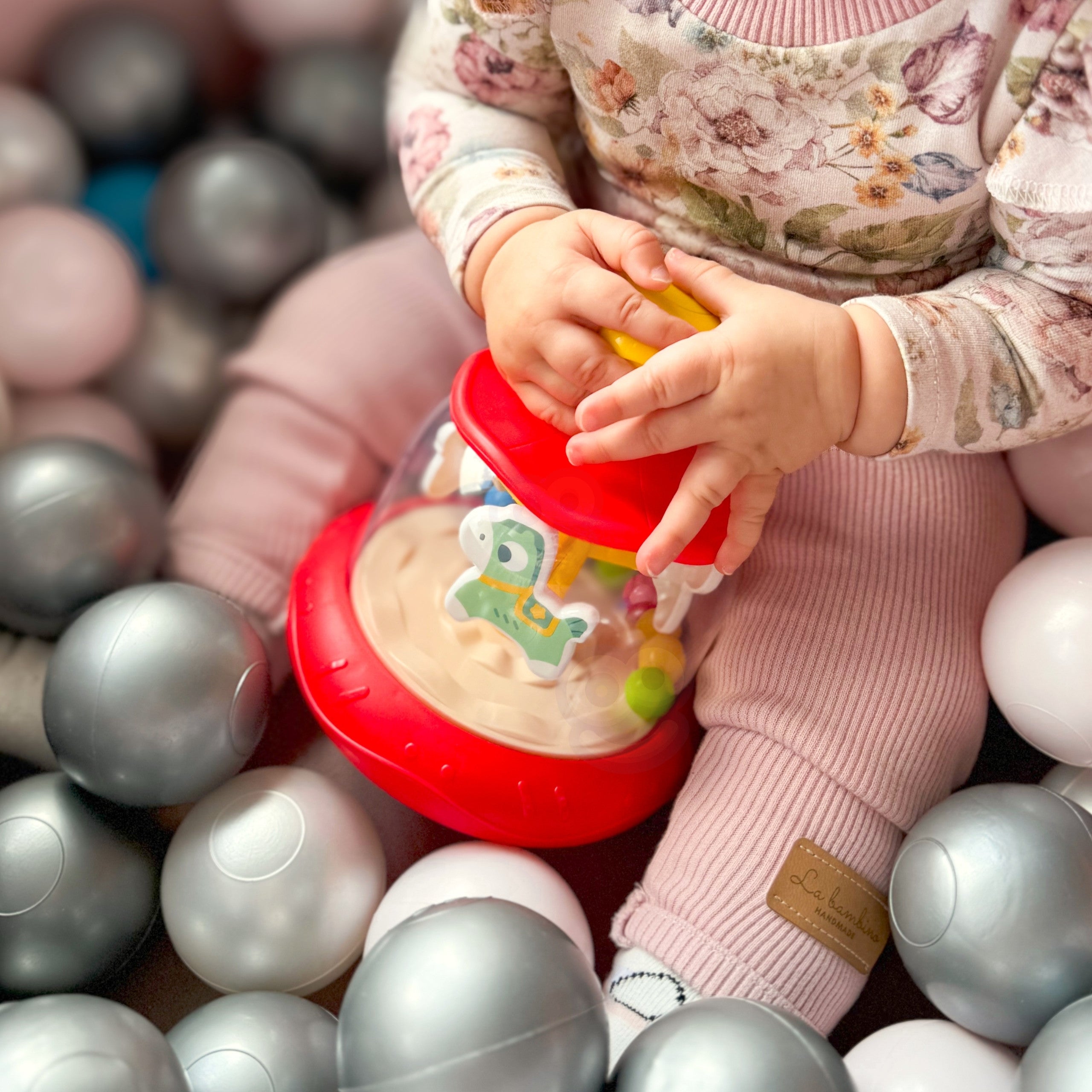Woopie Baby Colorful Horses Red Spinning Top Carousel