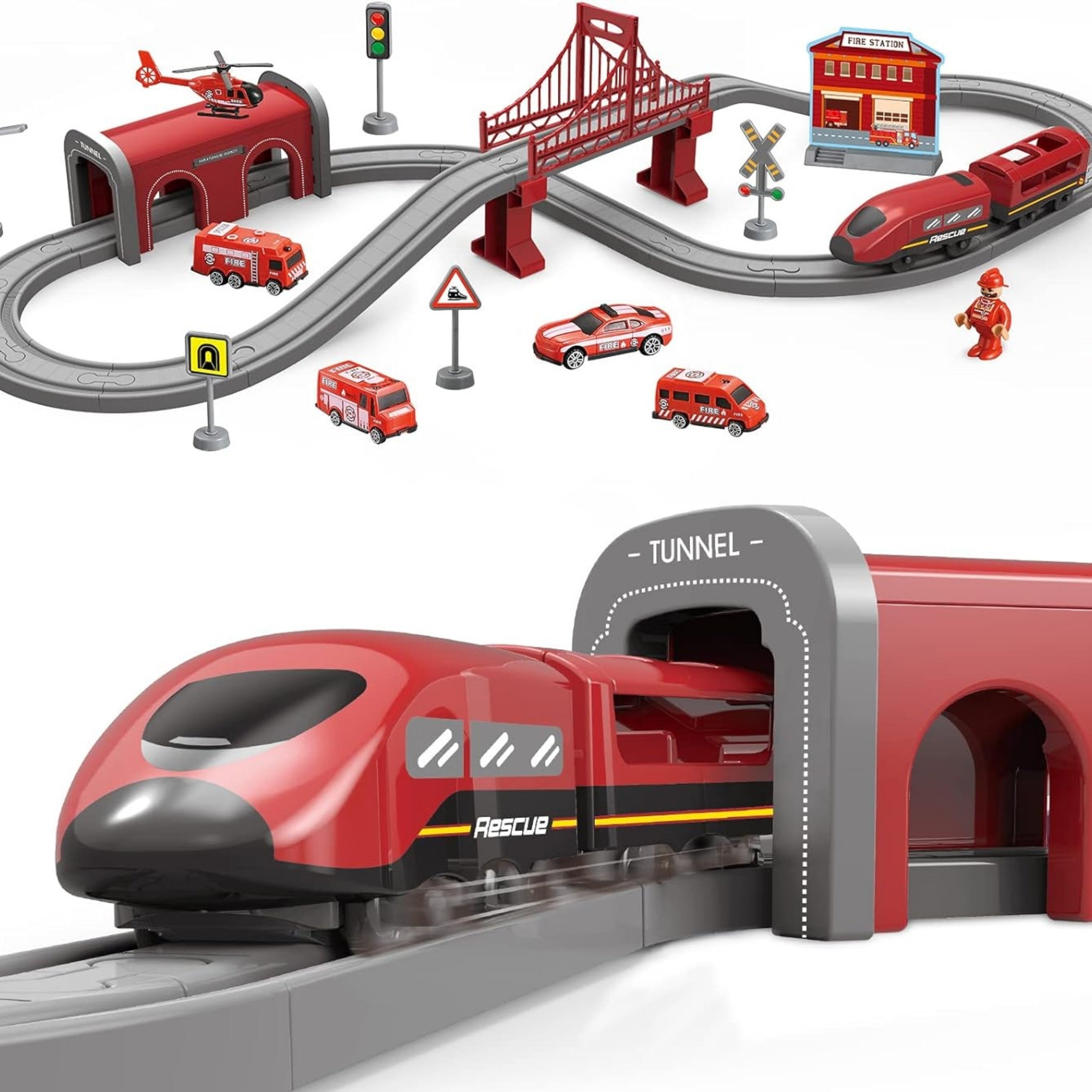 Woopie Pendolino Coffret Train Électrique Pompiers 66pcs.