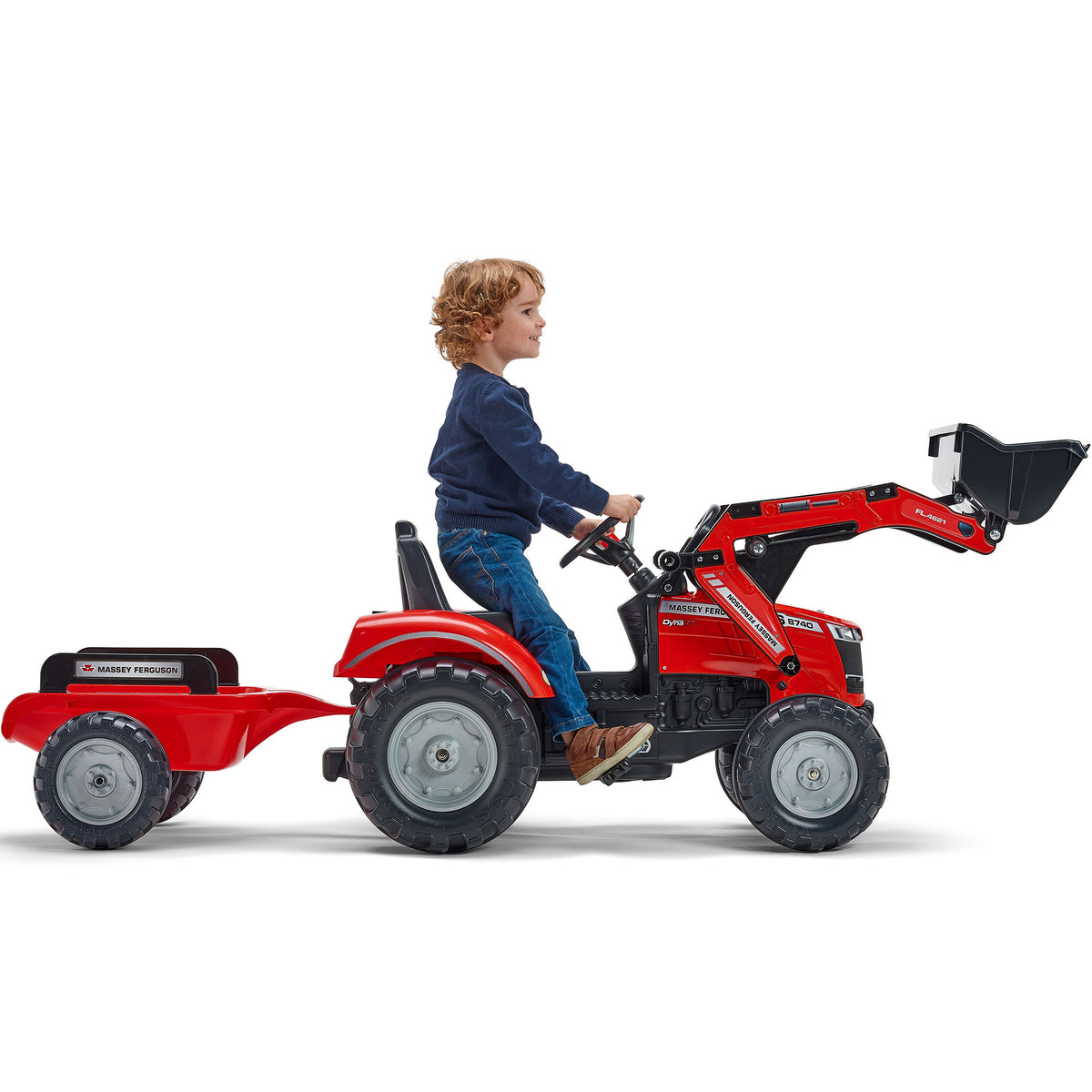 Ciągnik na pedały Falk Massey Ferguson 8740s z łyżką i przyczepą 3-7 lat