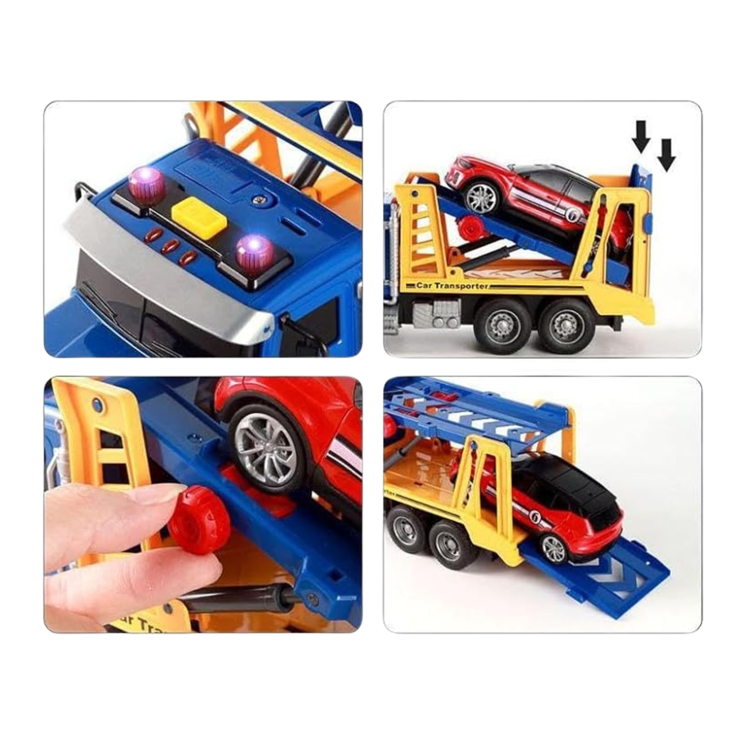 Woopie Grúa Transporter Con Coche Luz Sonido Escala 1:14