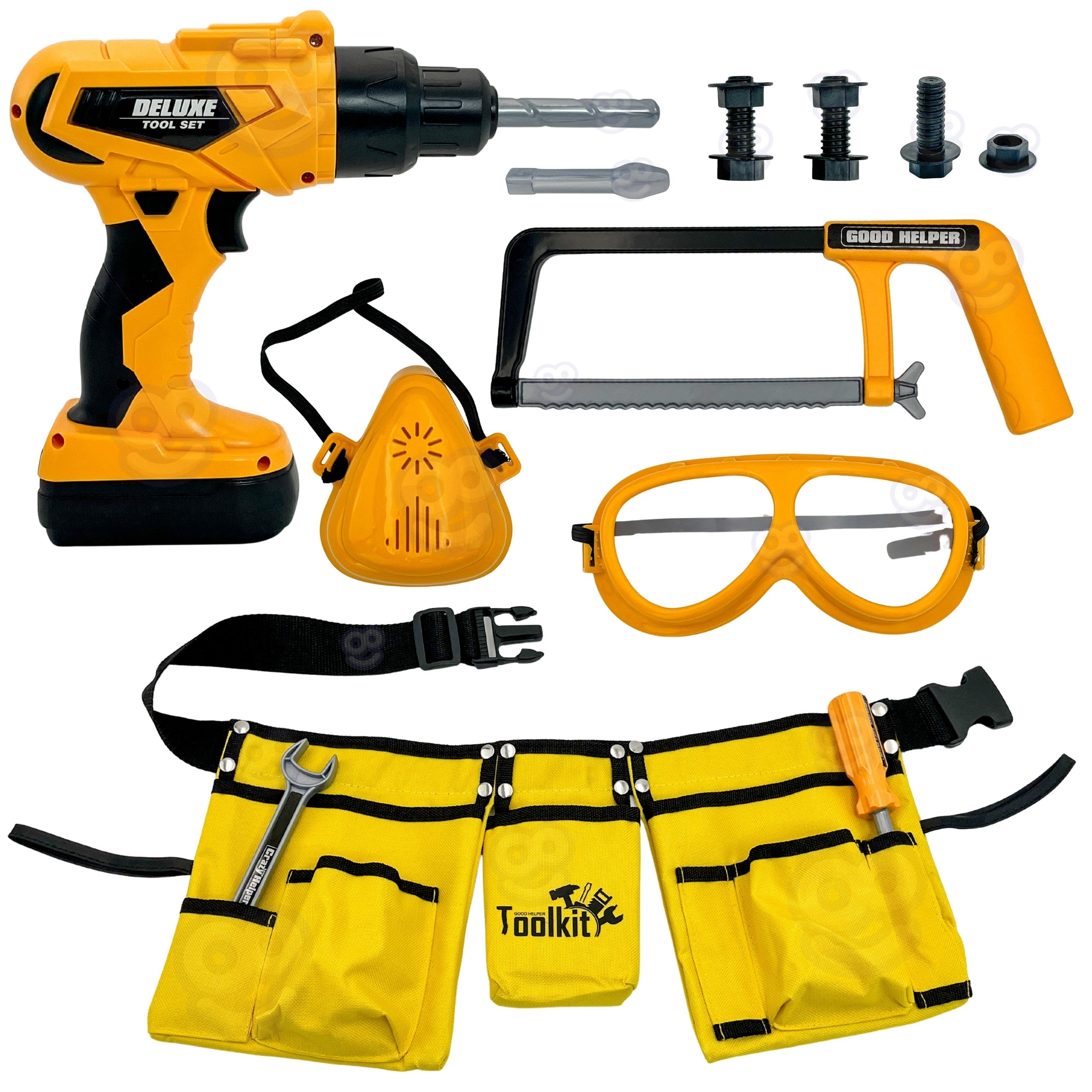 Woopie Little Handyman Tool Set Goggles Screwdriver Tool Belt 16 Pcs.