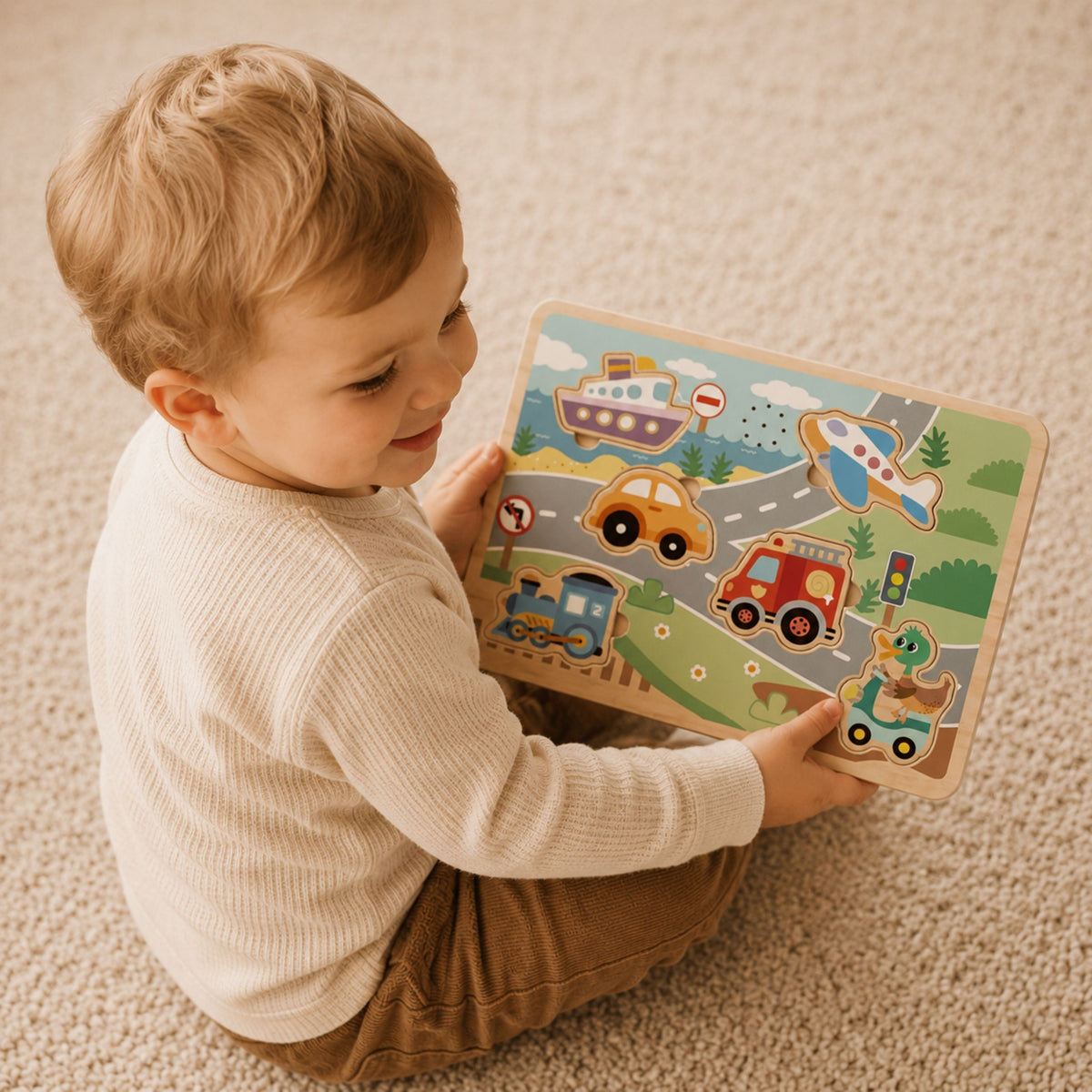 Tooky Toy Træ interaktive puslespil køretøjer