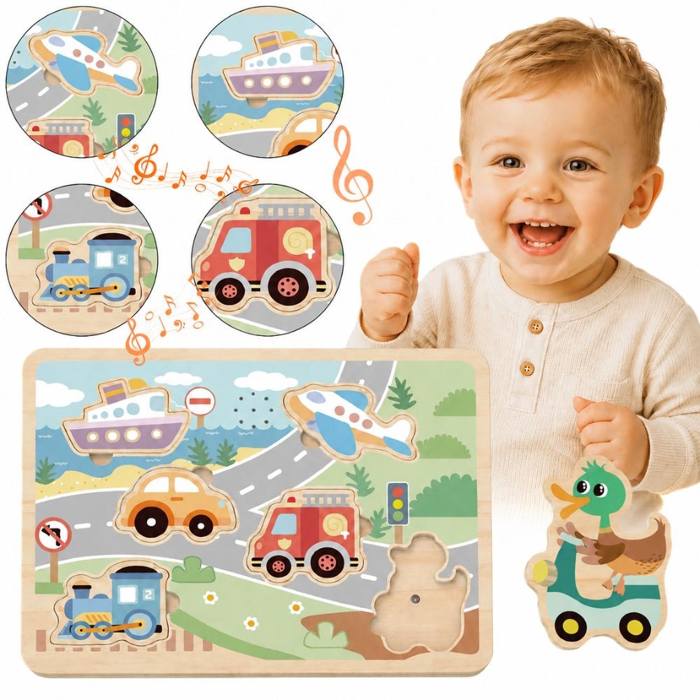 Tooky Drewniane interaktywne puzzle-pojazdy