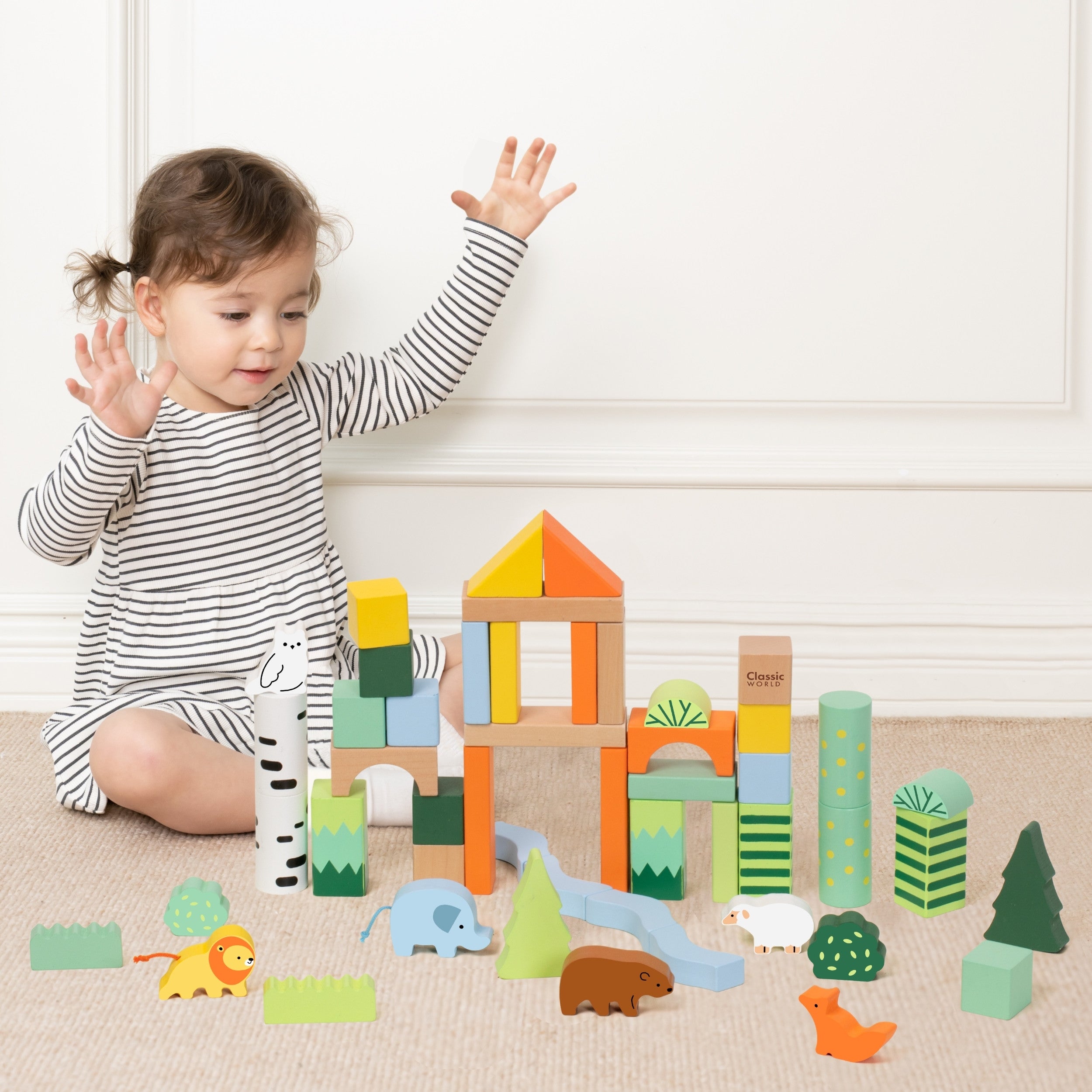 Classic World Set Of Wooden Blocks Forest World 50 Pcs.
