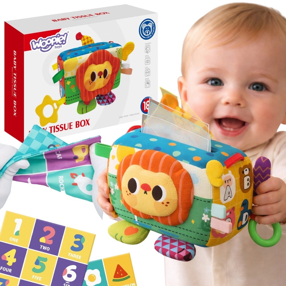 Woopie Baby Educational Sensory Toy Lady Tag Wipes Box