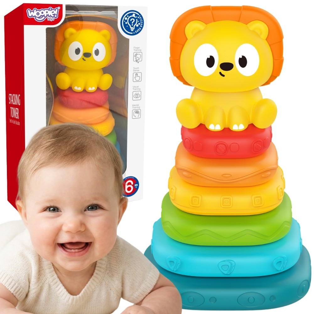Woopie Baby Sensory Pyramid Tower Puzzle Lion 6m+