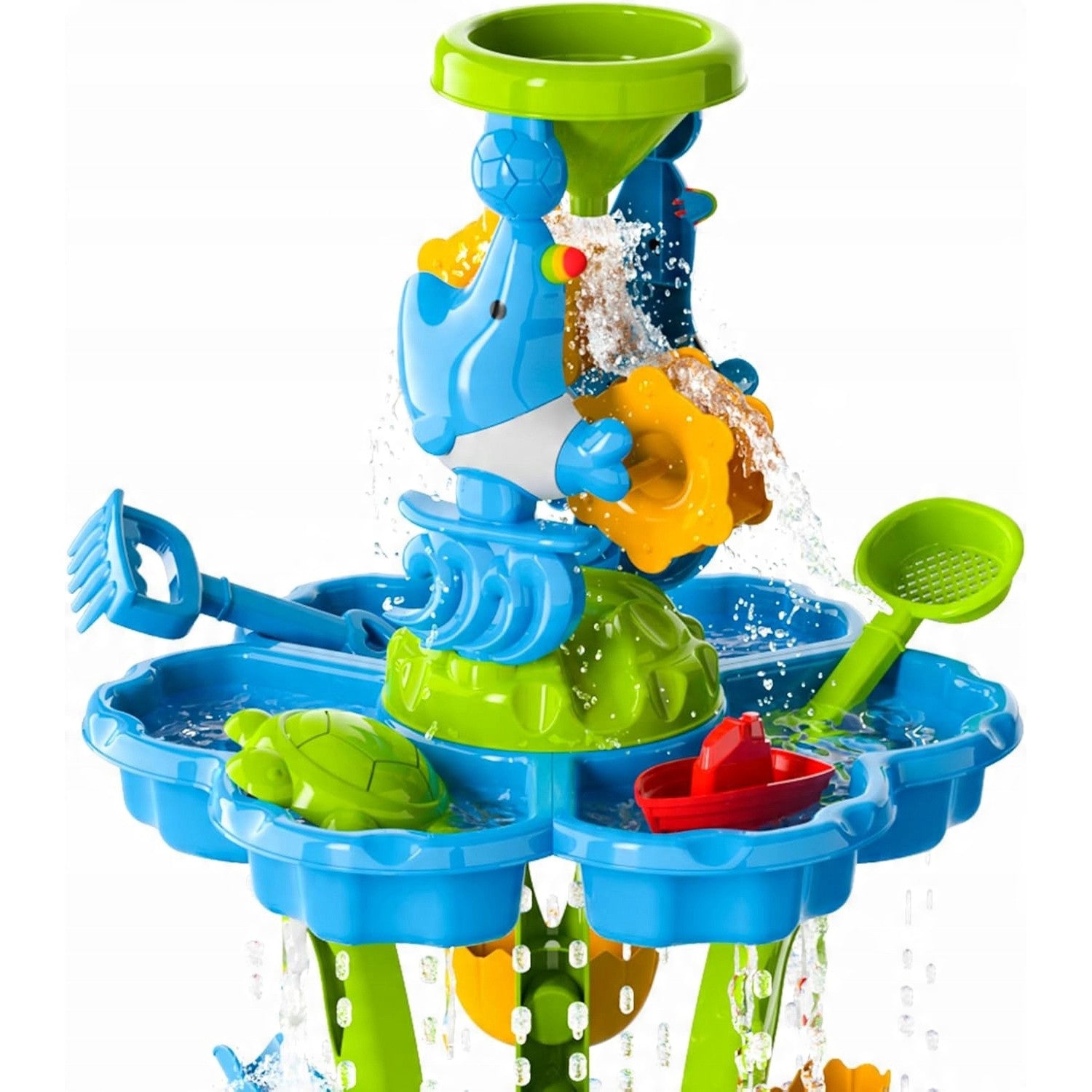 Woopie Table à Eau 2 En 1 Bac À Sable Fontaine Xxl Aquapark Avec Dauphin