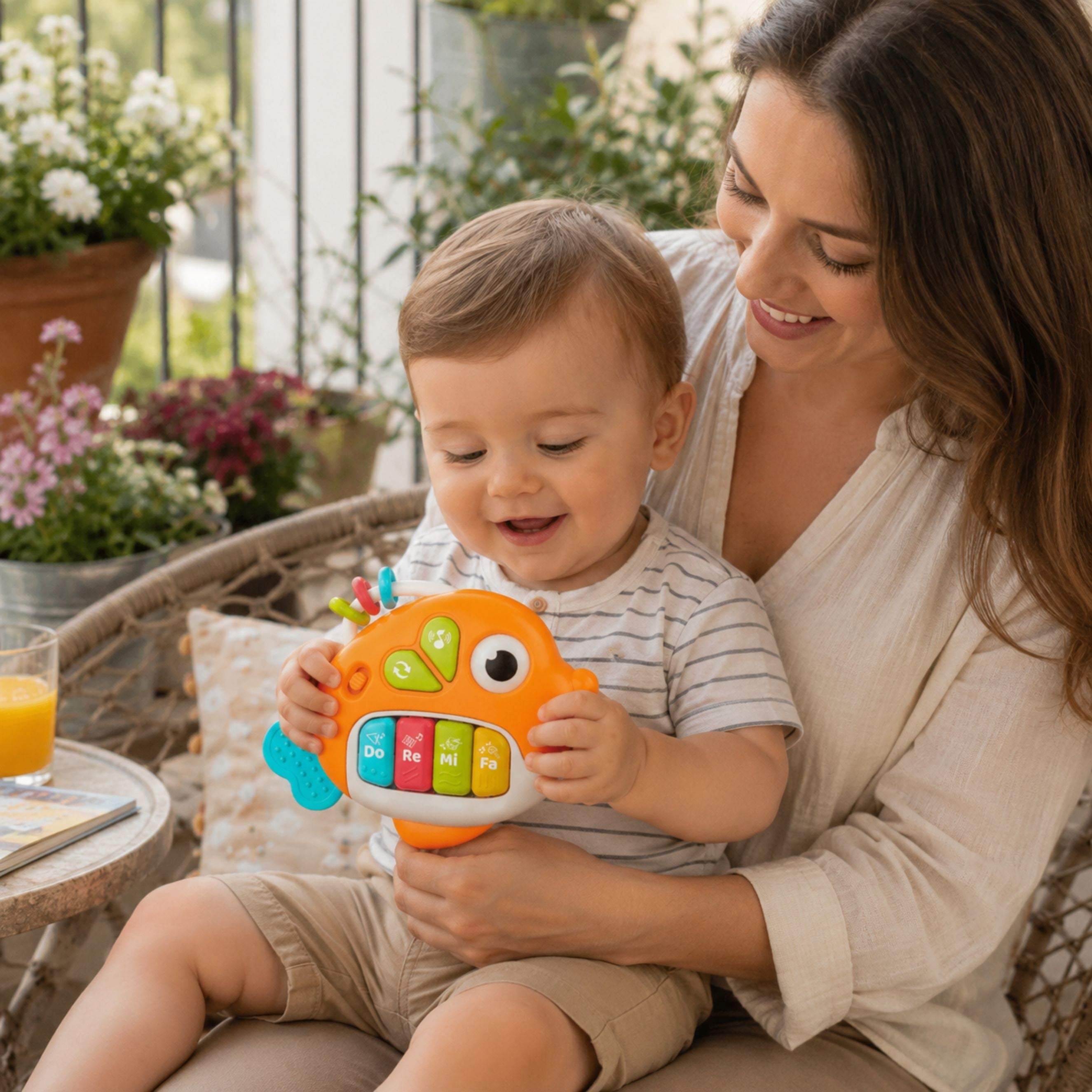 Woopie Baby Interactive Piano Fish Organ Musical Sounds Light 18m+