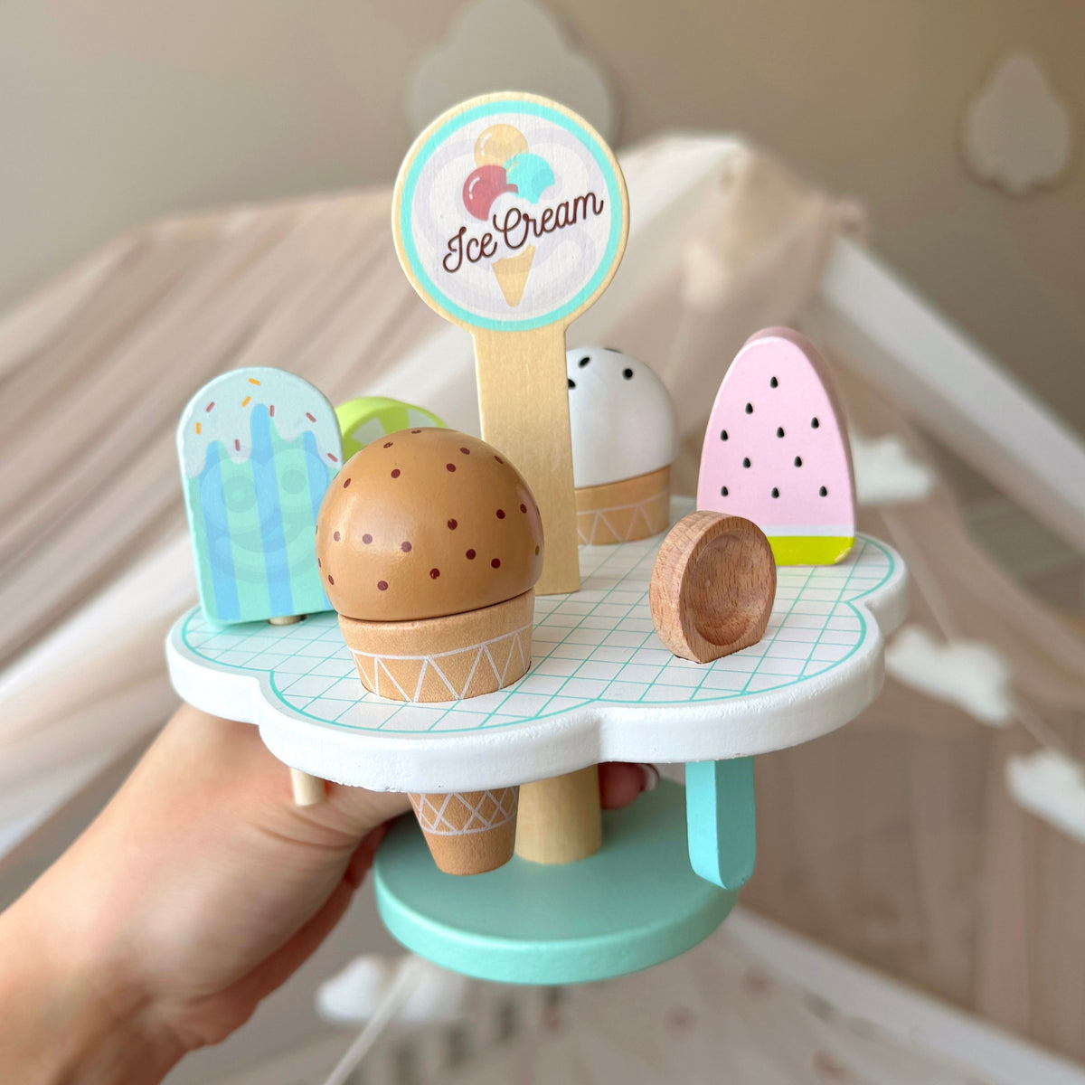 Tooky Toy Magnetisches Eis aus Holz auf Ständer