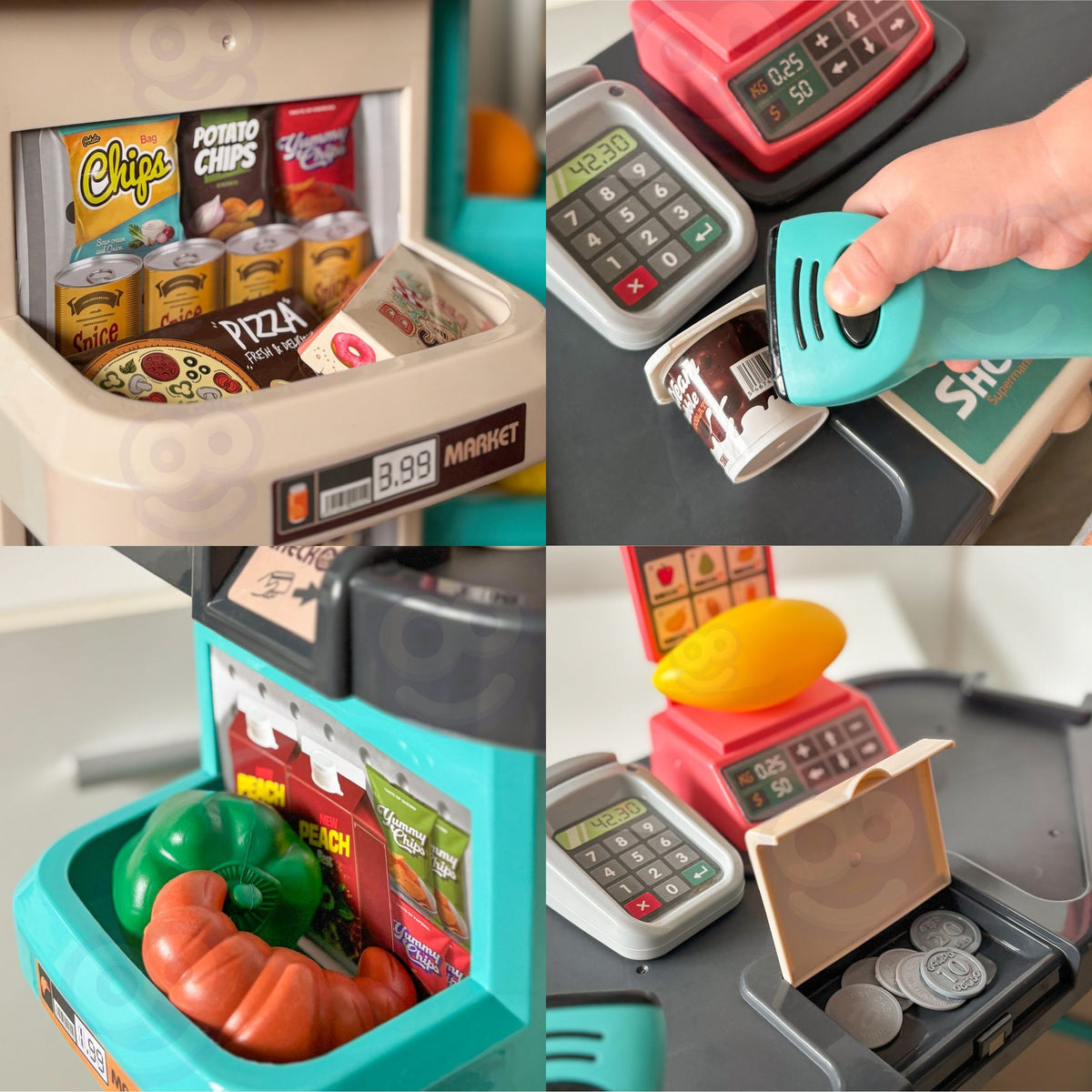 Magasin de supermarché Woopie et scanner d'échelle de caisse de panier d'achat de chariot 47 Acc