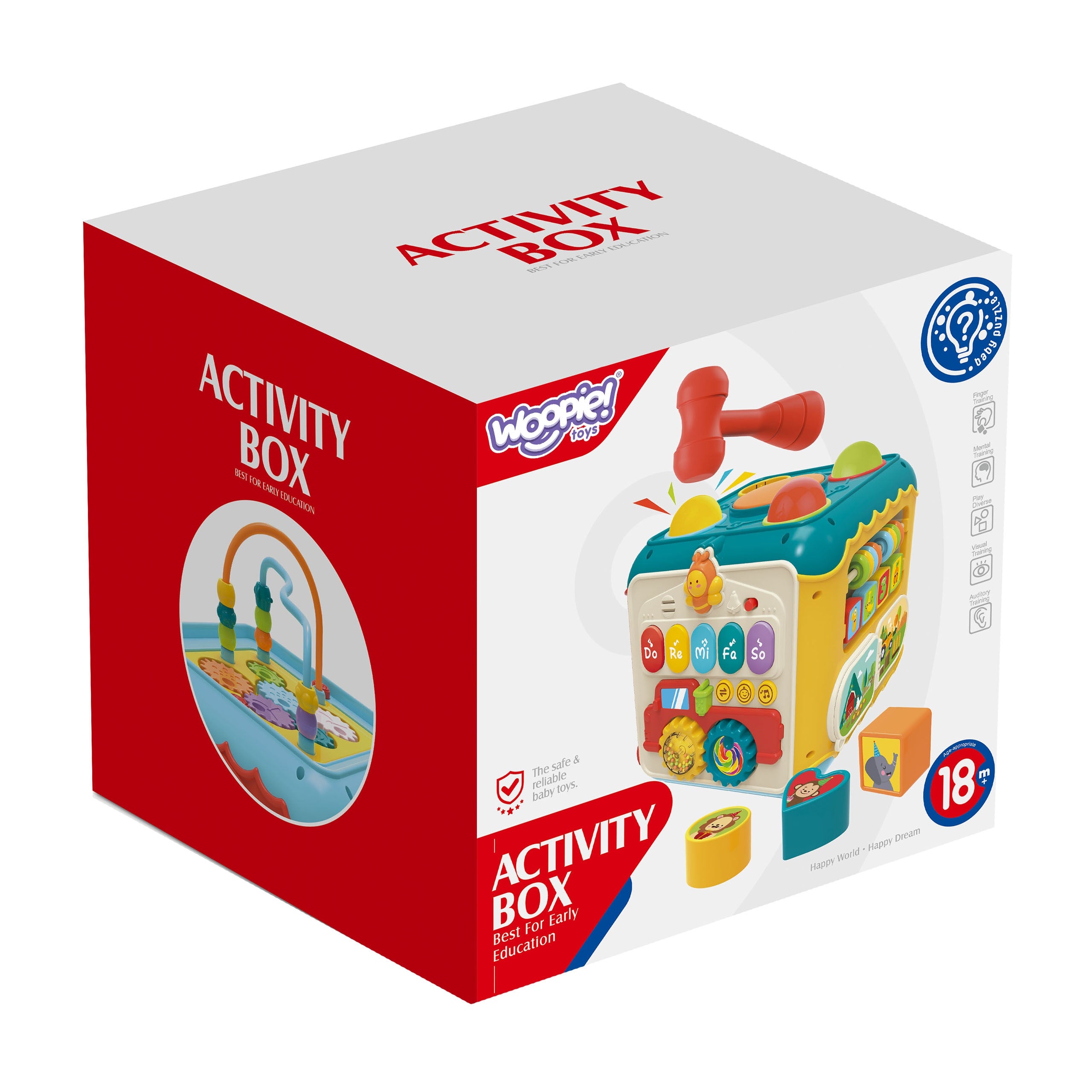 Woopie Baby Multifunktionaler Montessori-Aktivitätswürfel 6-in-1 – ab 18 Monaten