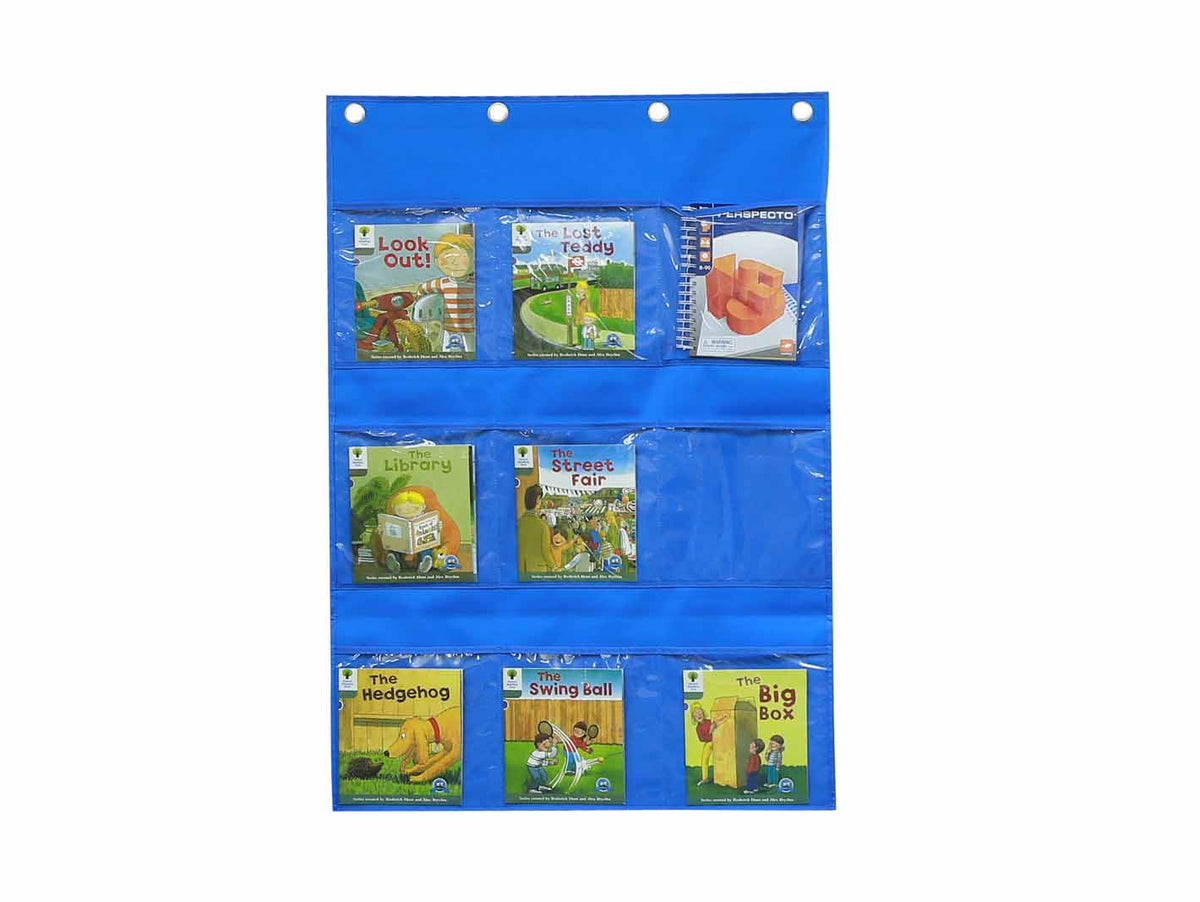 Masterkidz Fabric Hanging Sheet With Pockets For Books And Pictures Blue
