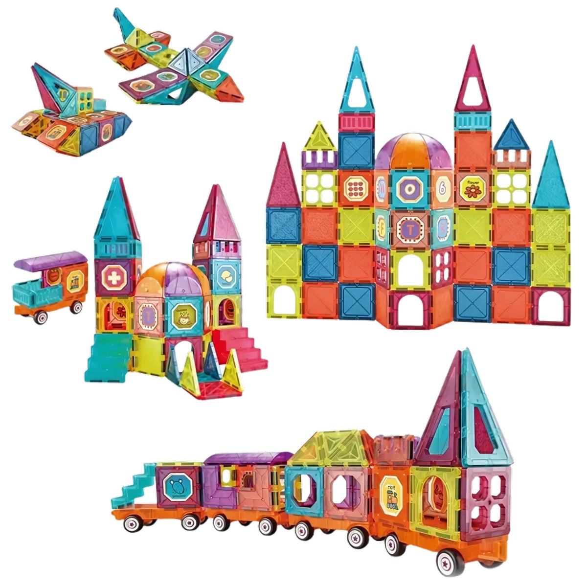 Woopie Ensemble de trains de blocs magnétiques 3D 71 pièces.