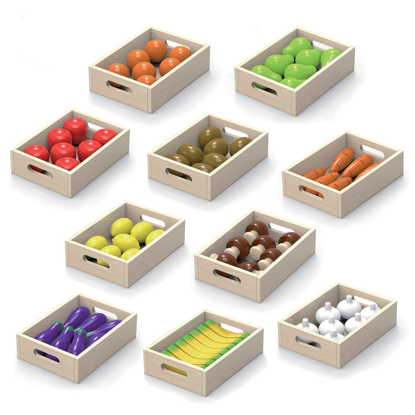 Viga Fruits Et Légumes En Bois Set De 10 Caisses