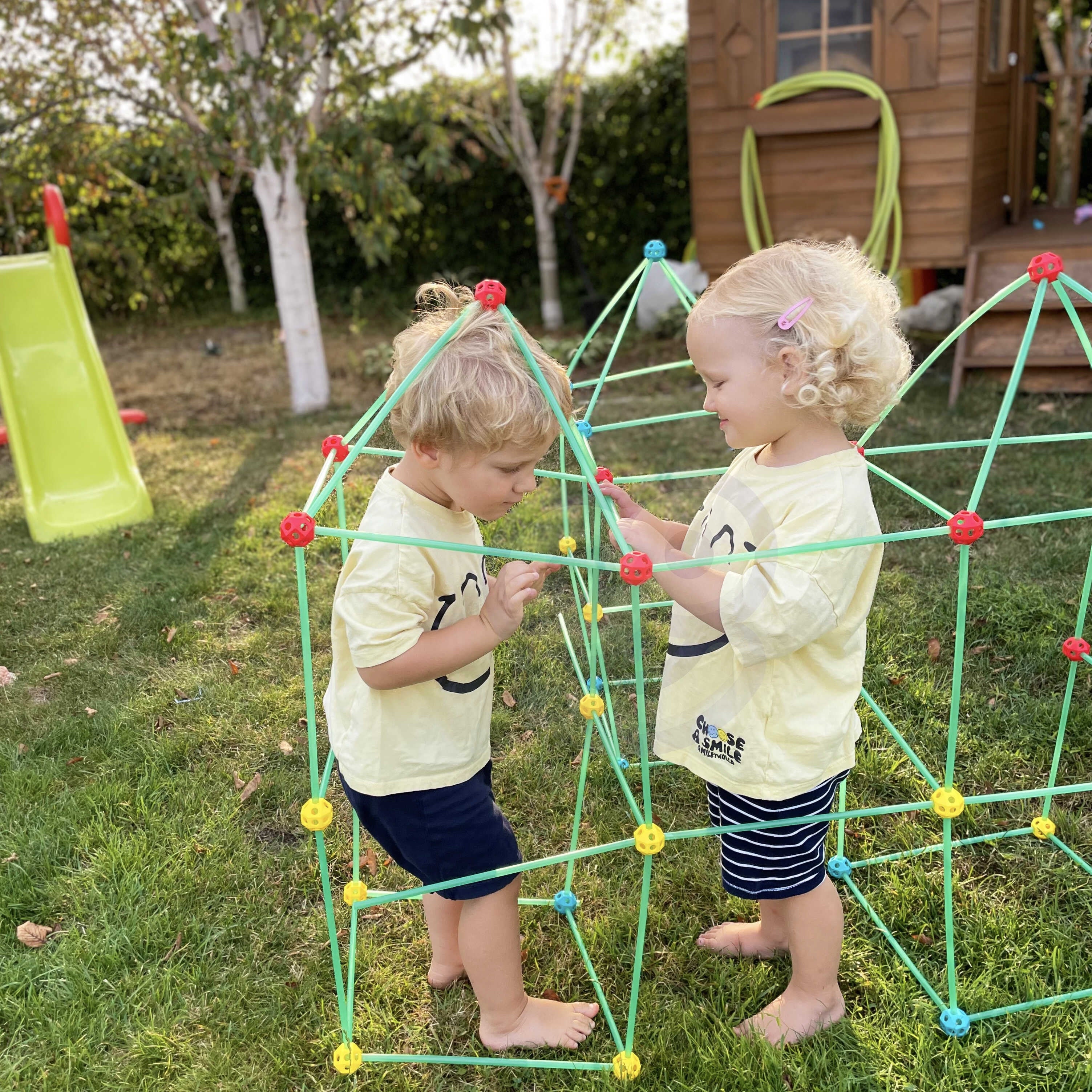 Woopie Big Blocks Bouwtentset Rietjes Buizen 128-delig.