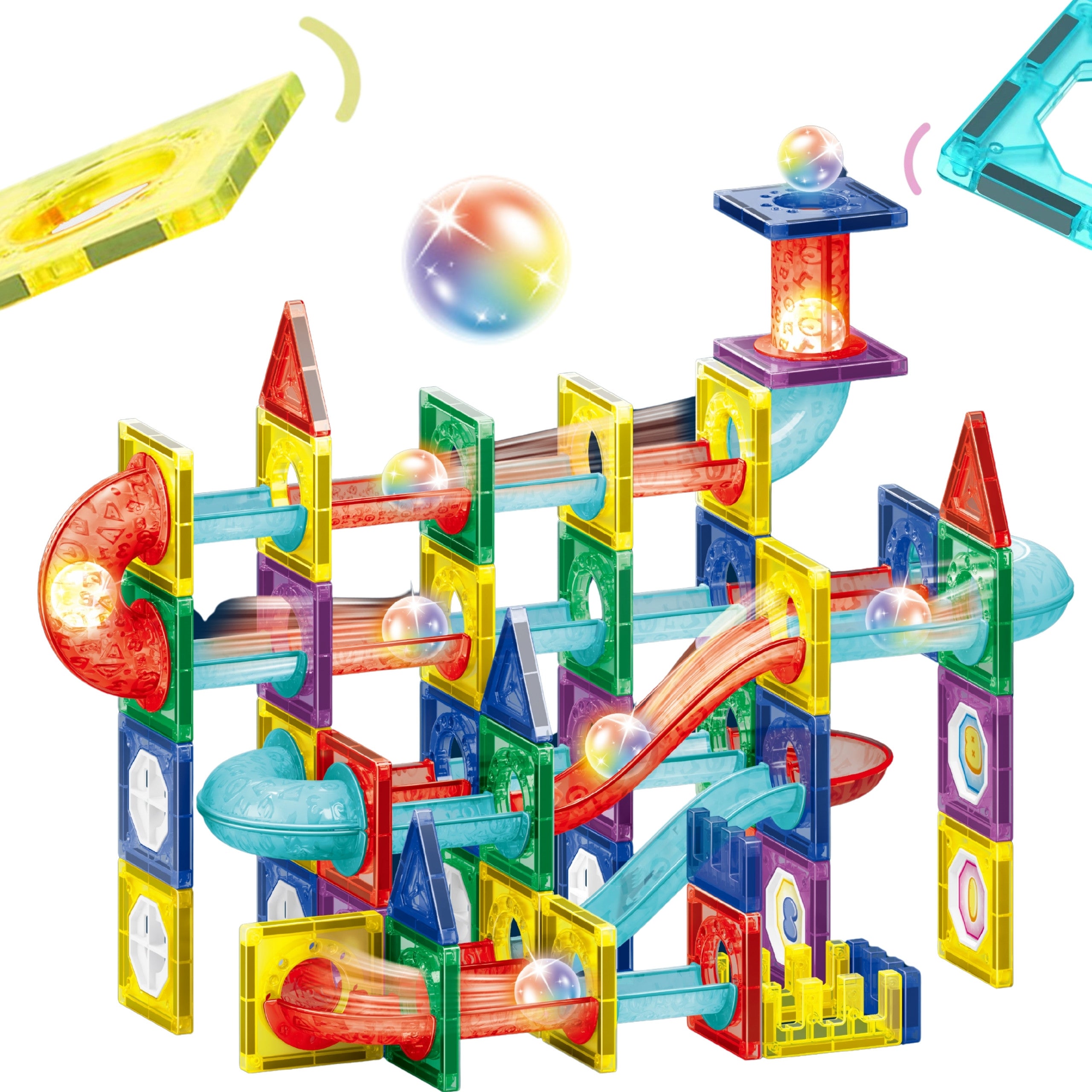 Woopie Bloques de construcción magnéticos Juego educativo 3D Pista de bolas 105 piezas.