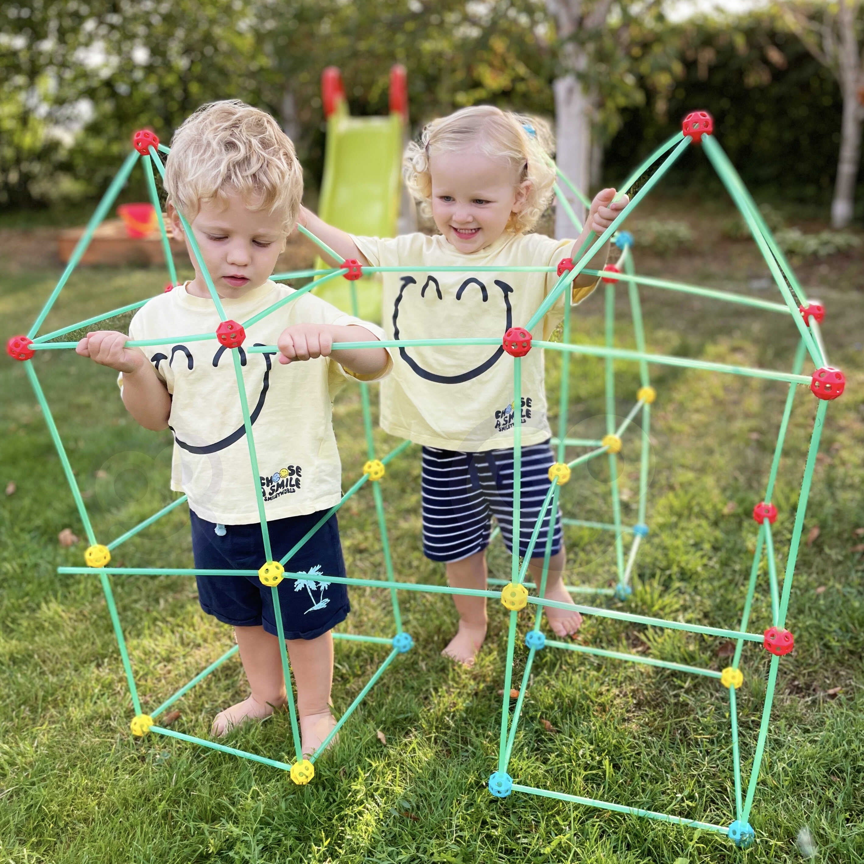 Woopie Big Blocks Construction Tent Set Straws Tubes 128 Pcs.