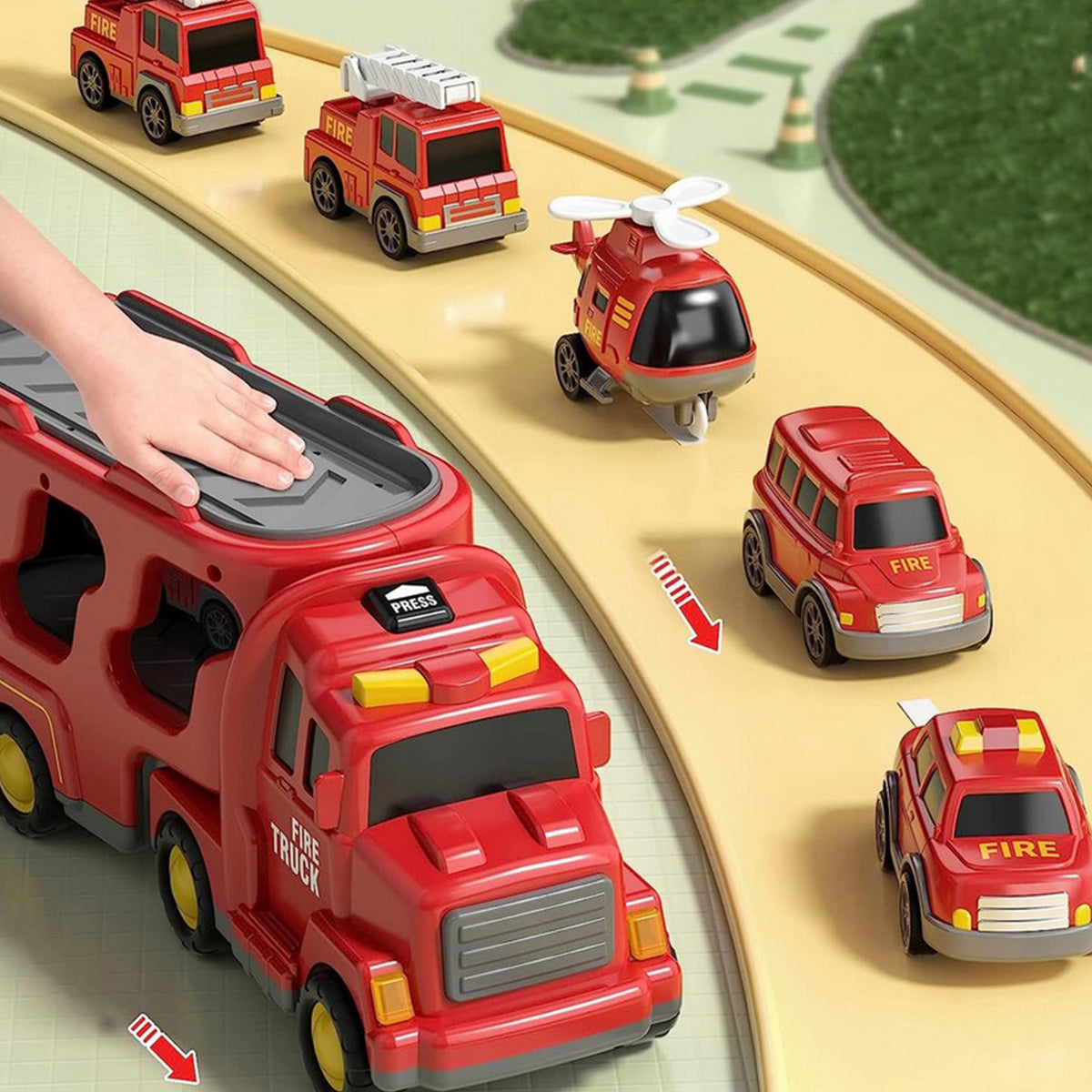 Woopie Road Tow Truck Set mit 5 Autos – Feuerwehr