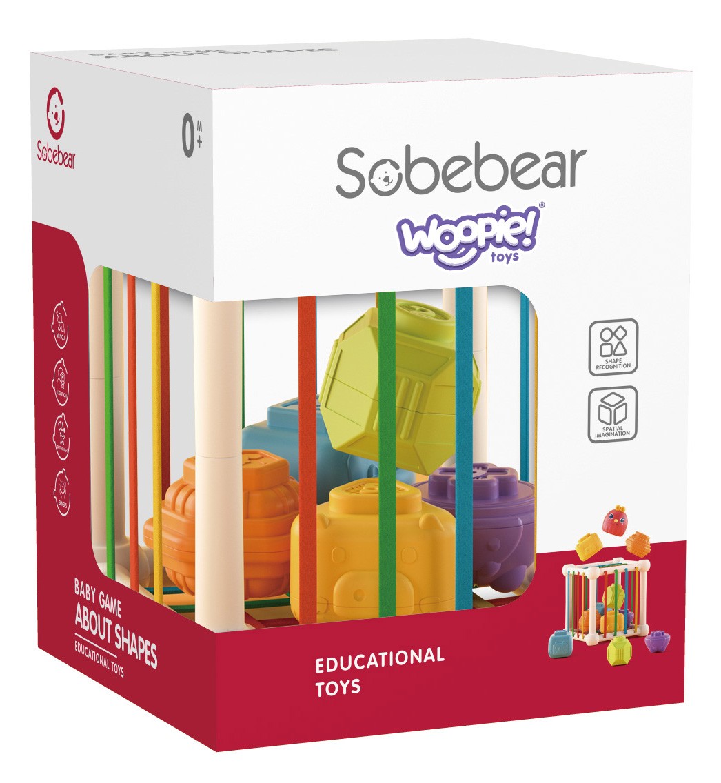 Woopie Baby Flexible Sensory Cube Sorter For Children Animals + Rattle 7 Pcs.