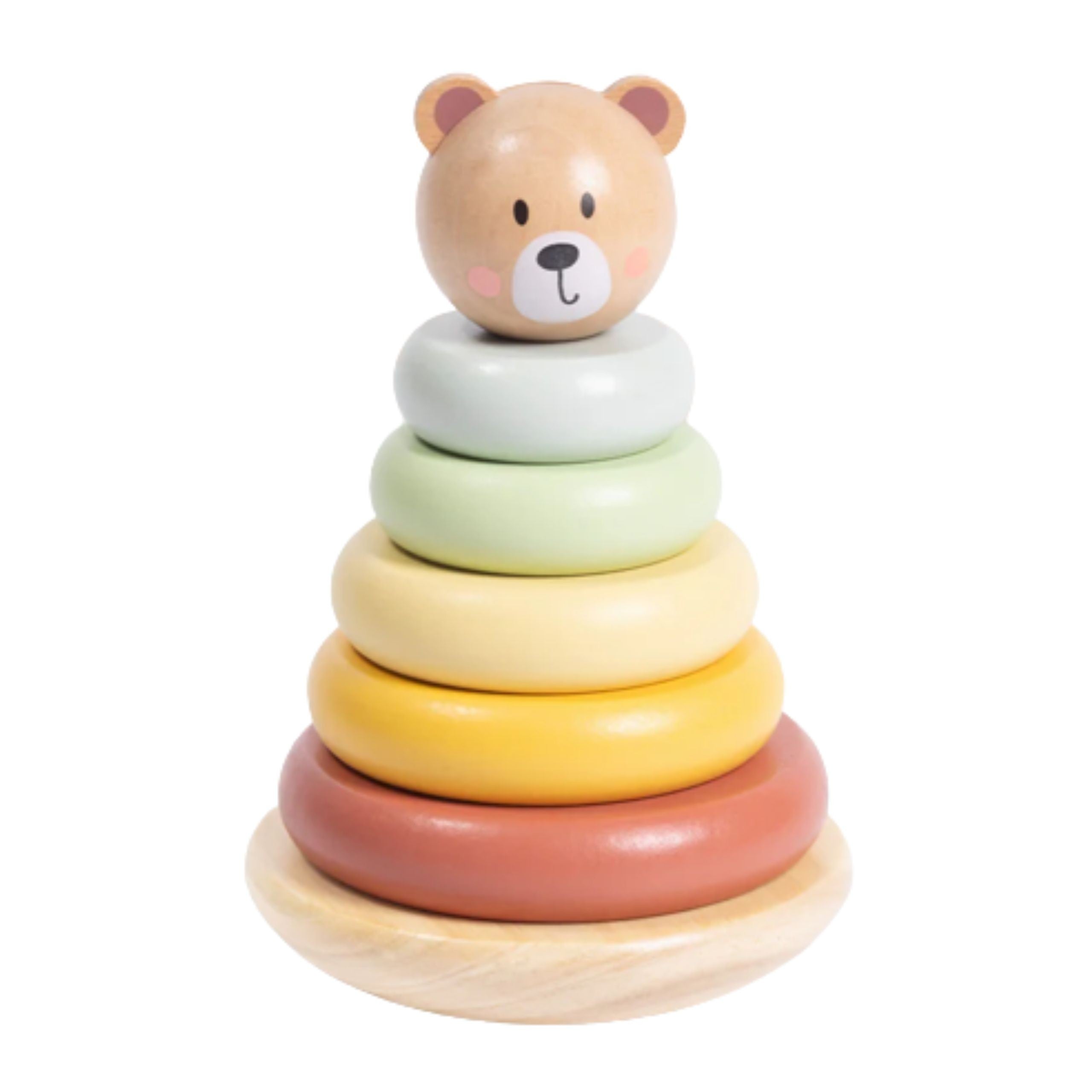 Tooky Toy Træ Sensorisk Puslespil Pyramide Bamse Sensorisk Farverig Stabler
