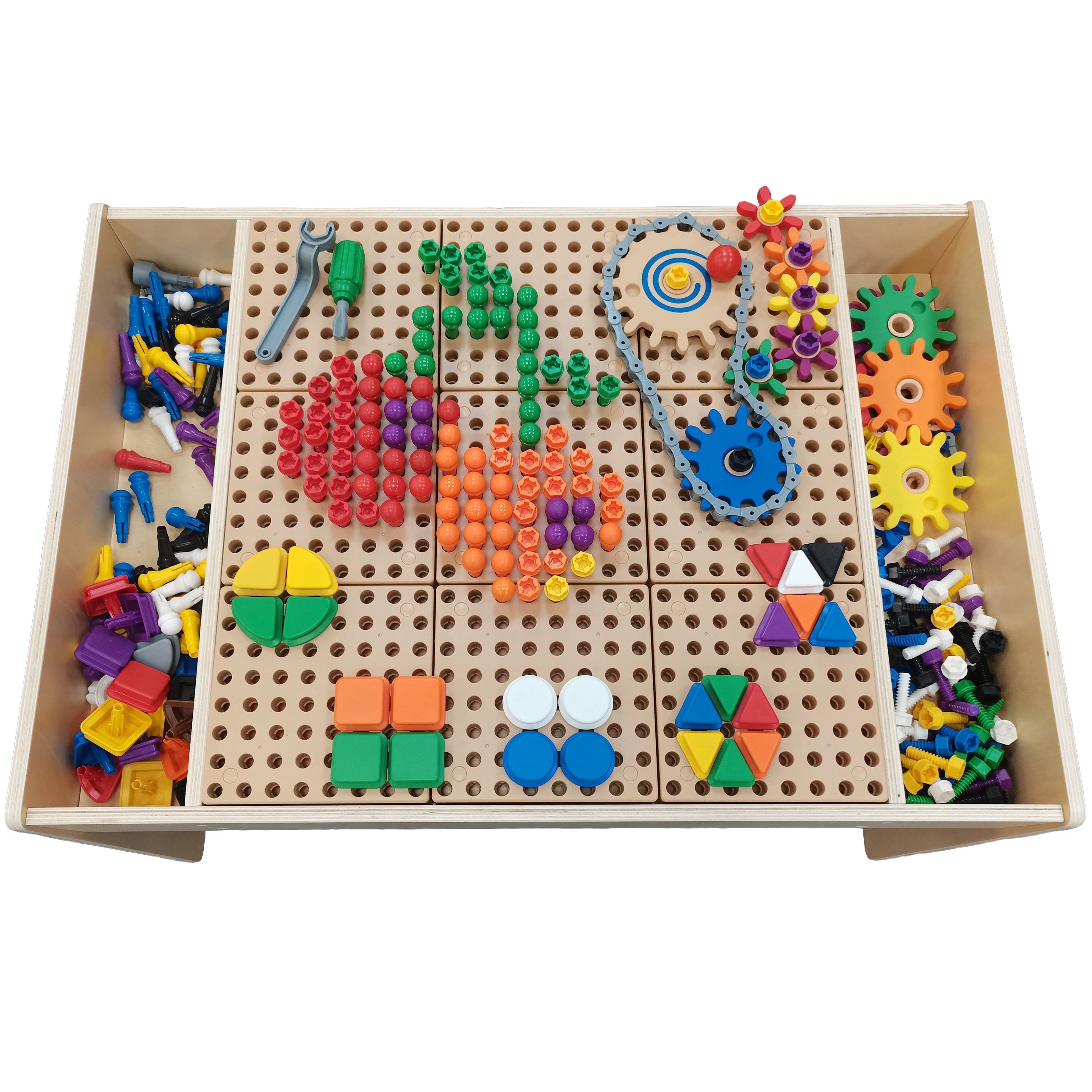 Masa educațională din lemn Masterkidz + accesorii de perete tulpină