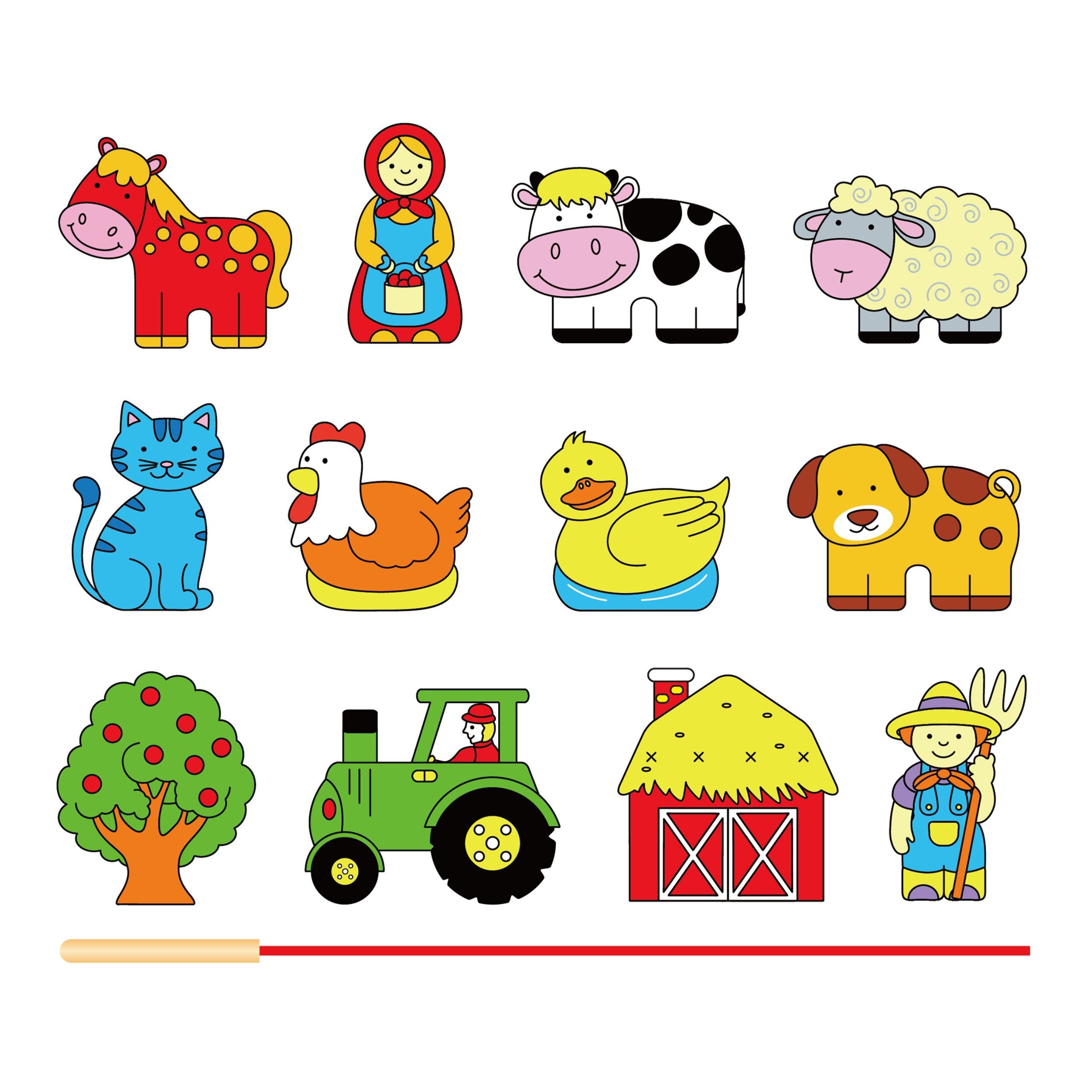 Viga Wooden Twining Blocks Montessori Threading Farm