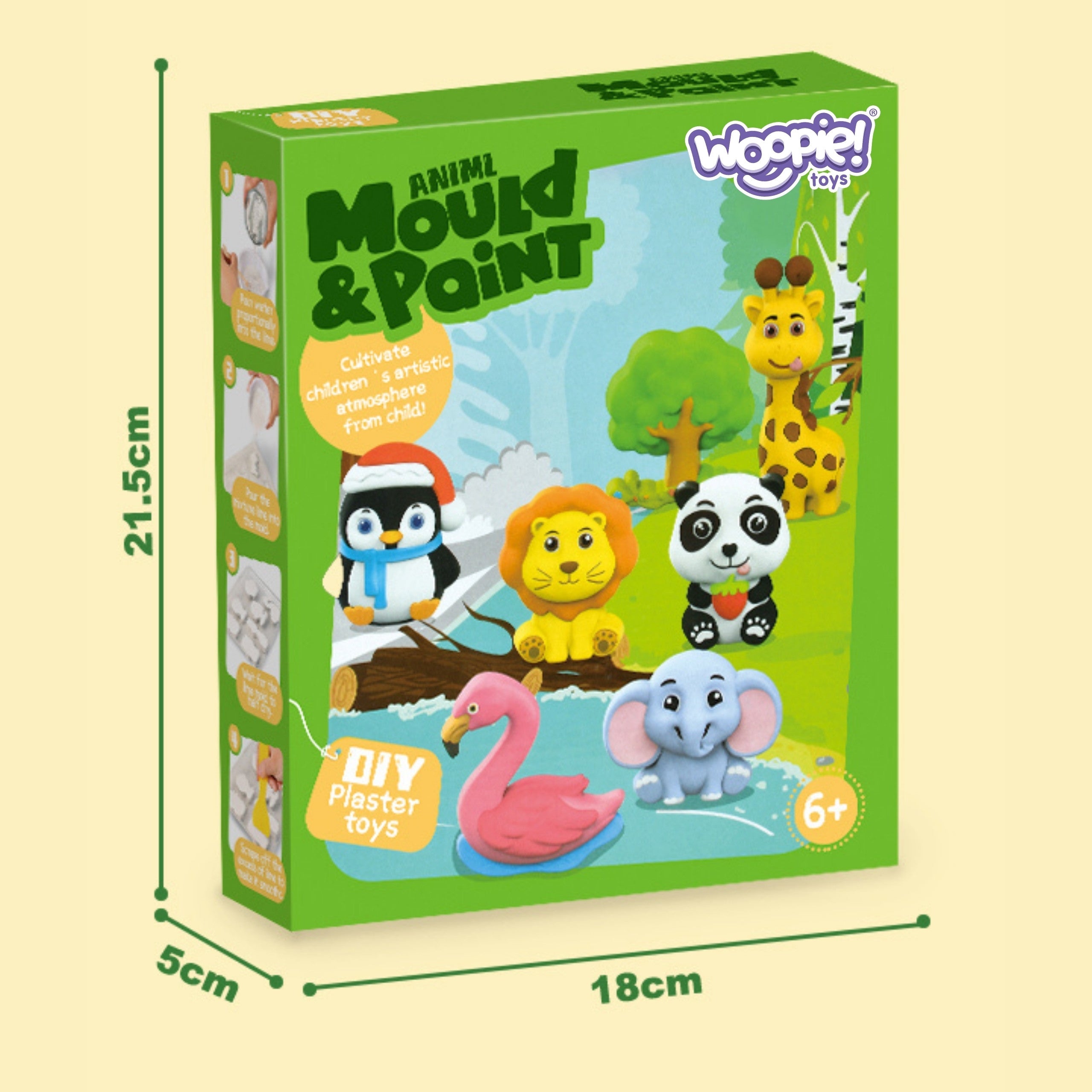 Kit d'artisanat de peinture bricolage Woopie - Fabriquez des figurines et de la peinture en plâtre - Kit d'animaux