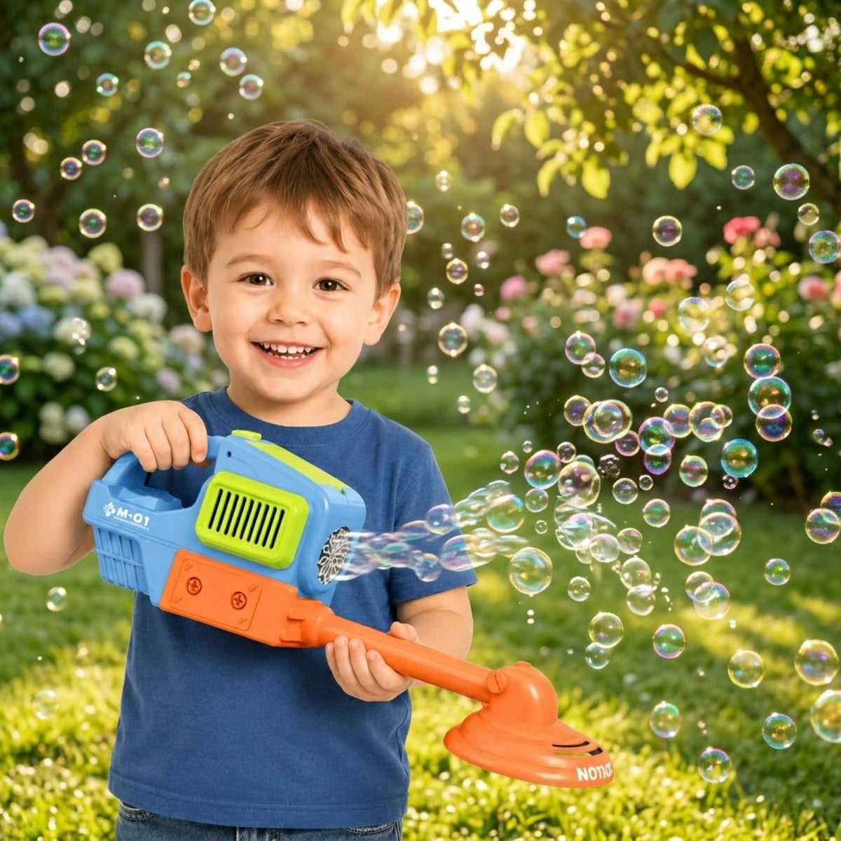 Woopie Hand Lawn Mower Machine Bubble Blue