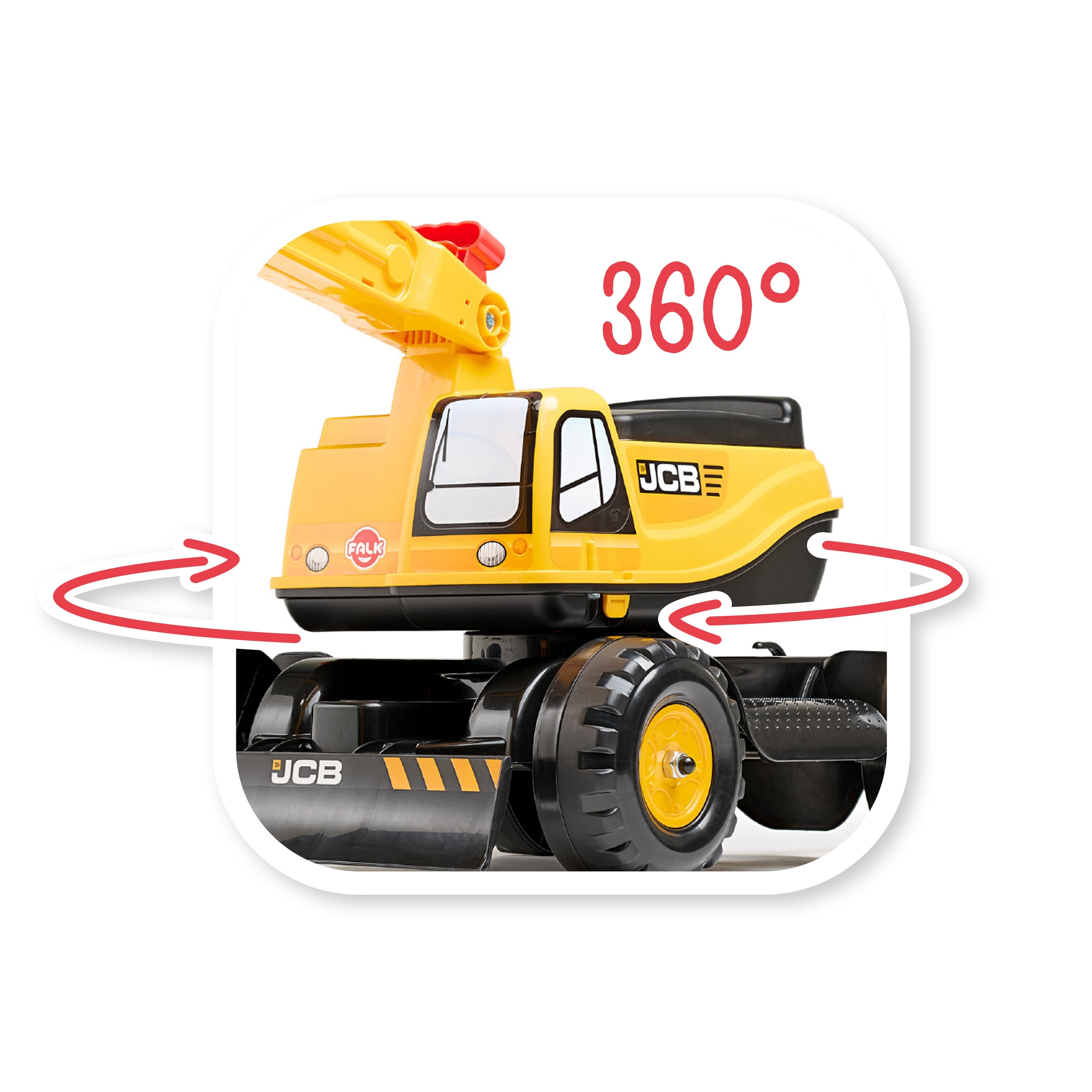 Pelle Falk Jcb Digger Rotative Godet Mobile Jaune À Partir De 3 Ans.